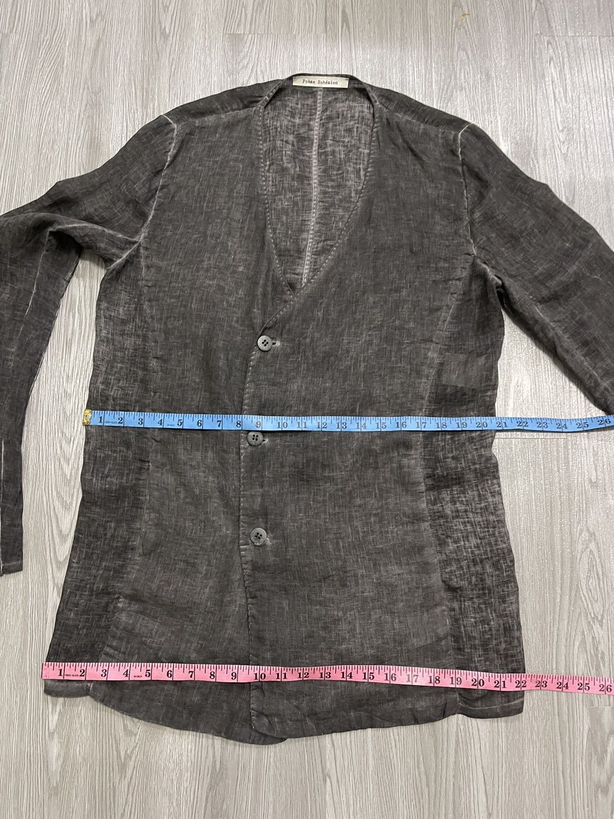 Poeme Bohemien SS/12 Poeme Bohemien black cold dyed linen overshirt jacket Size XXL / US 16-18 / IT 52-54 - 13 Thumbnail