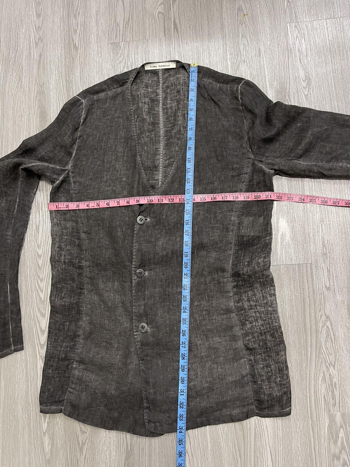 Poeme Bohemien SS/12 Poeme Bohemien black cold dyed linen overshirt jacket Size XXL / US 16-18 / IT 52-54 - 10 Thumbnail