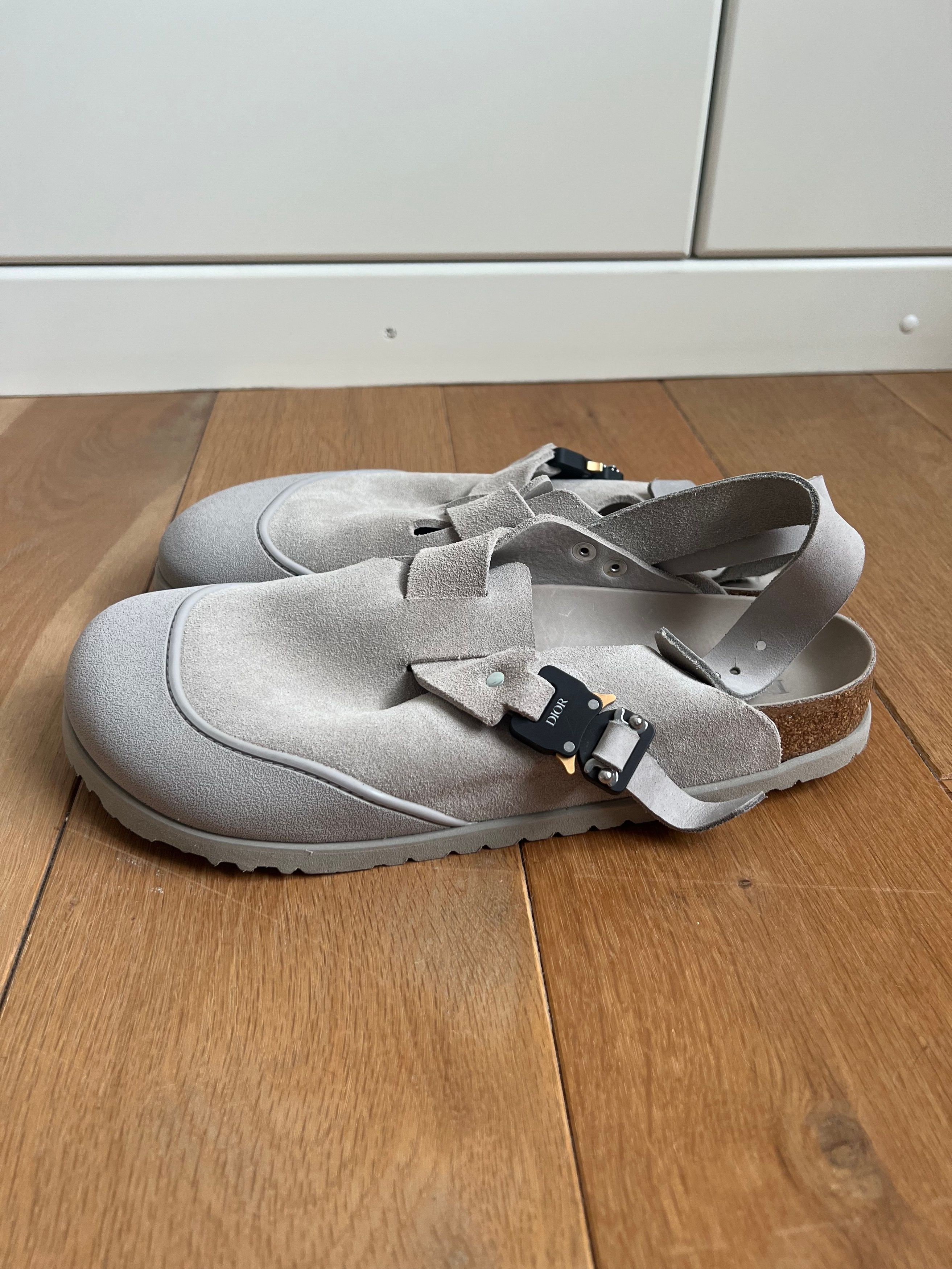 Pre-owned Birkenstock X Dior Tokio Mule Shoes In Beige/grey