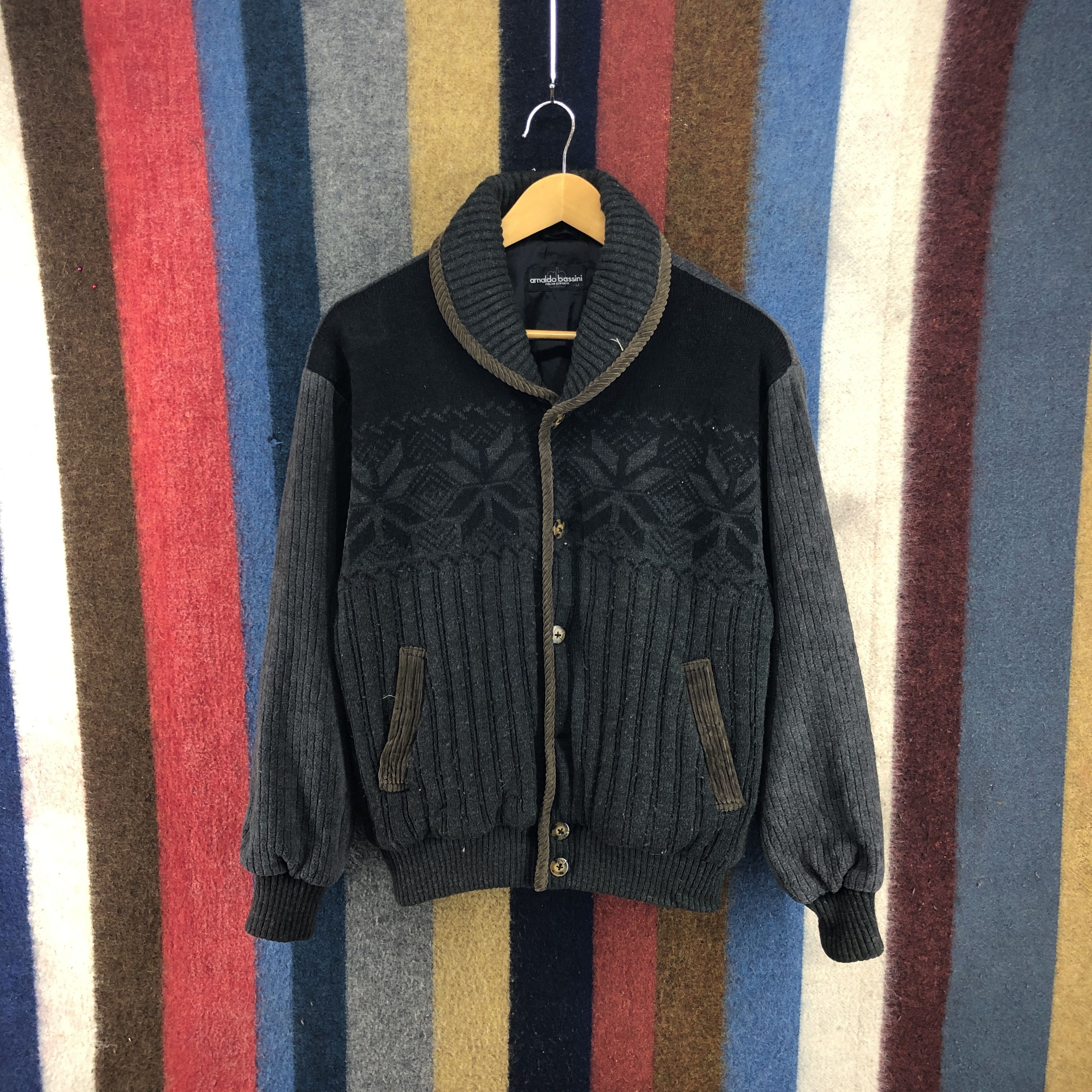 image of Avant Garde x Italian Designers Arnaldo Bassini Italian Button Sweater Jacket 0147/h in Black (Size