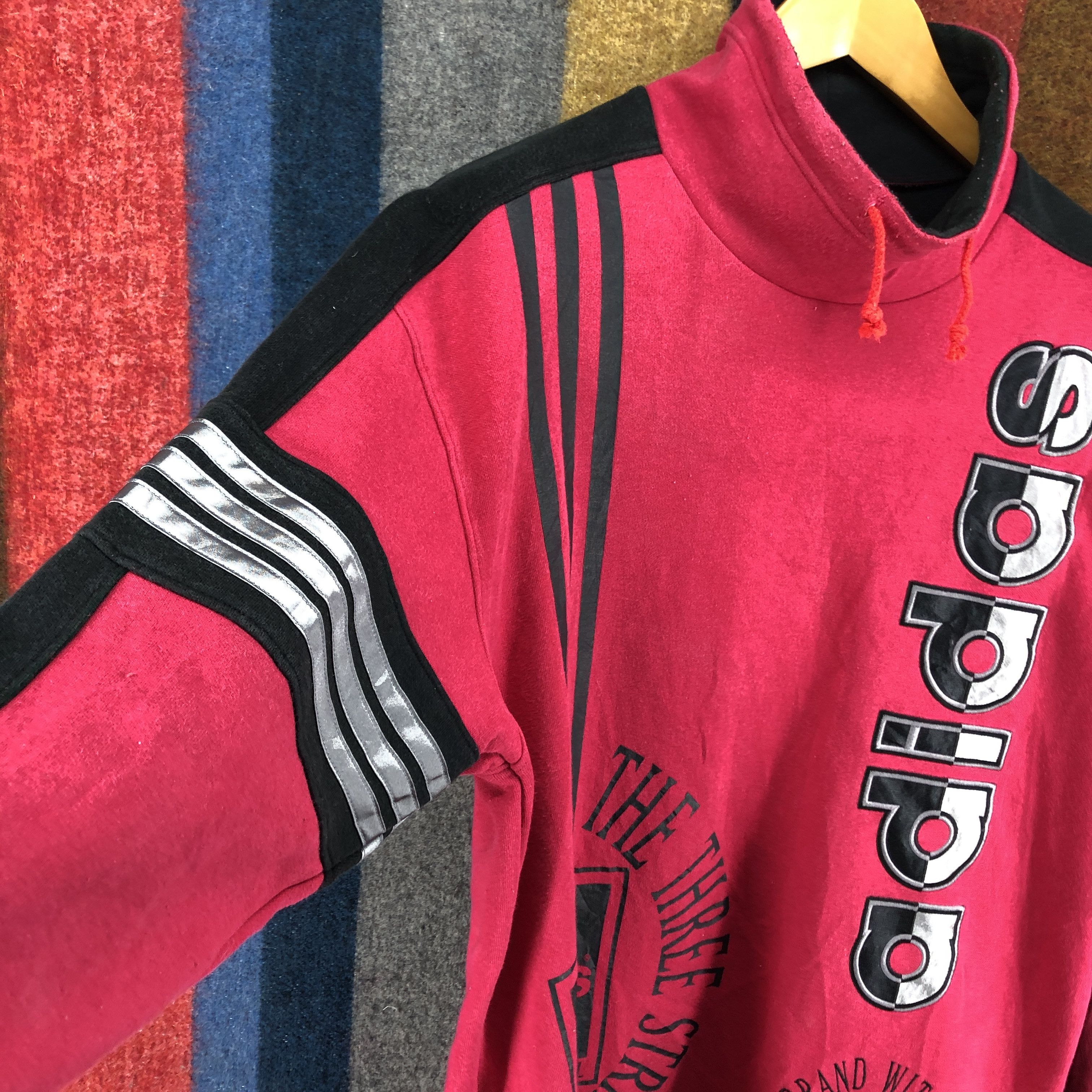 Adidas 90s ADIDAS THREE STRIPE Turtle Neck Sweatshirt #0439/S Size US M / EU 48-50 / 2 - 6 Thumbnail