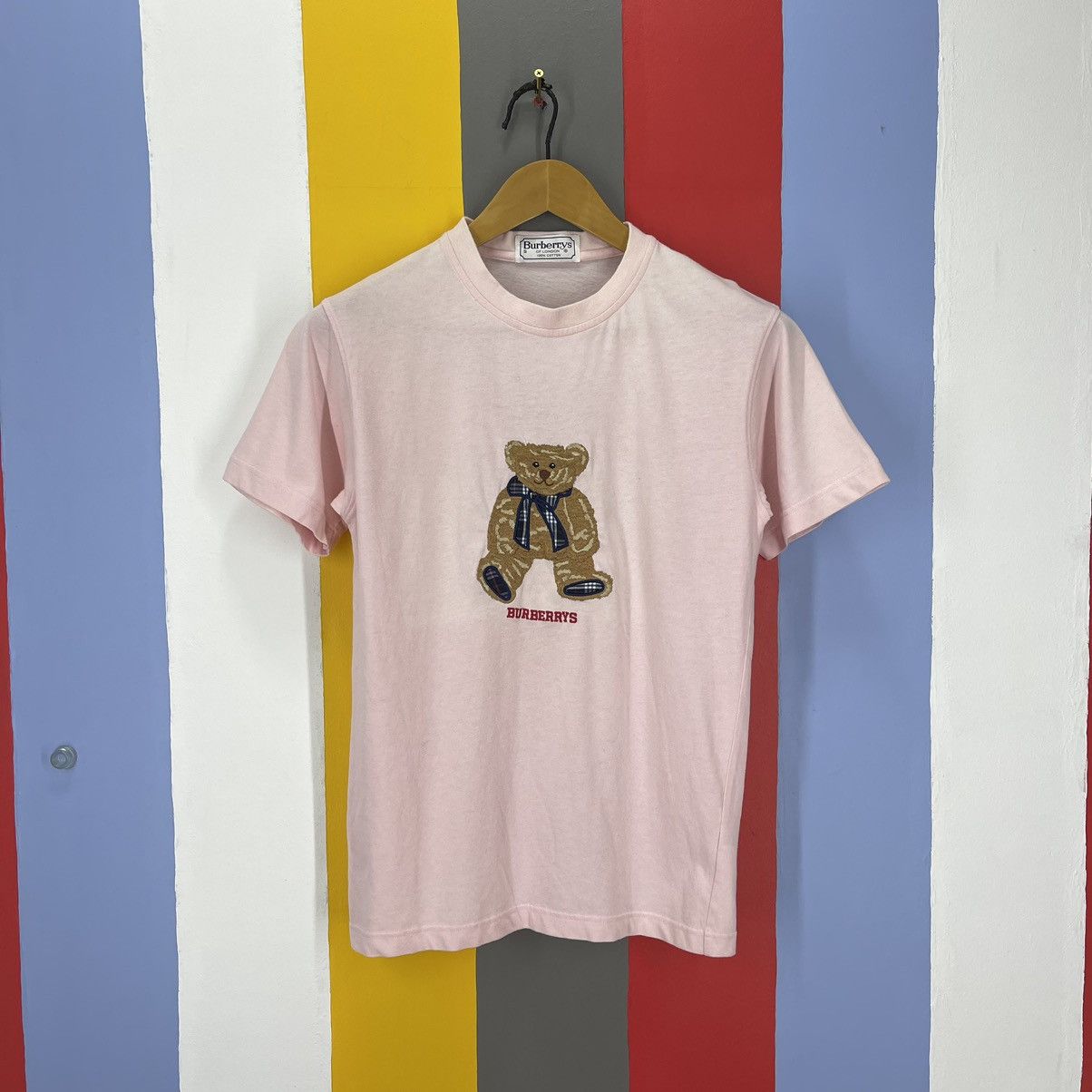 image of 90's Vintage Burberrys Bear Crew Neck T Shirt 1141/an in Pink, Men's (Size Small)
