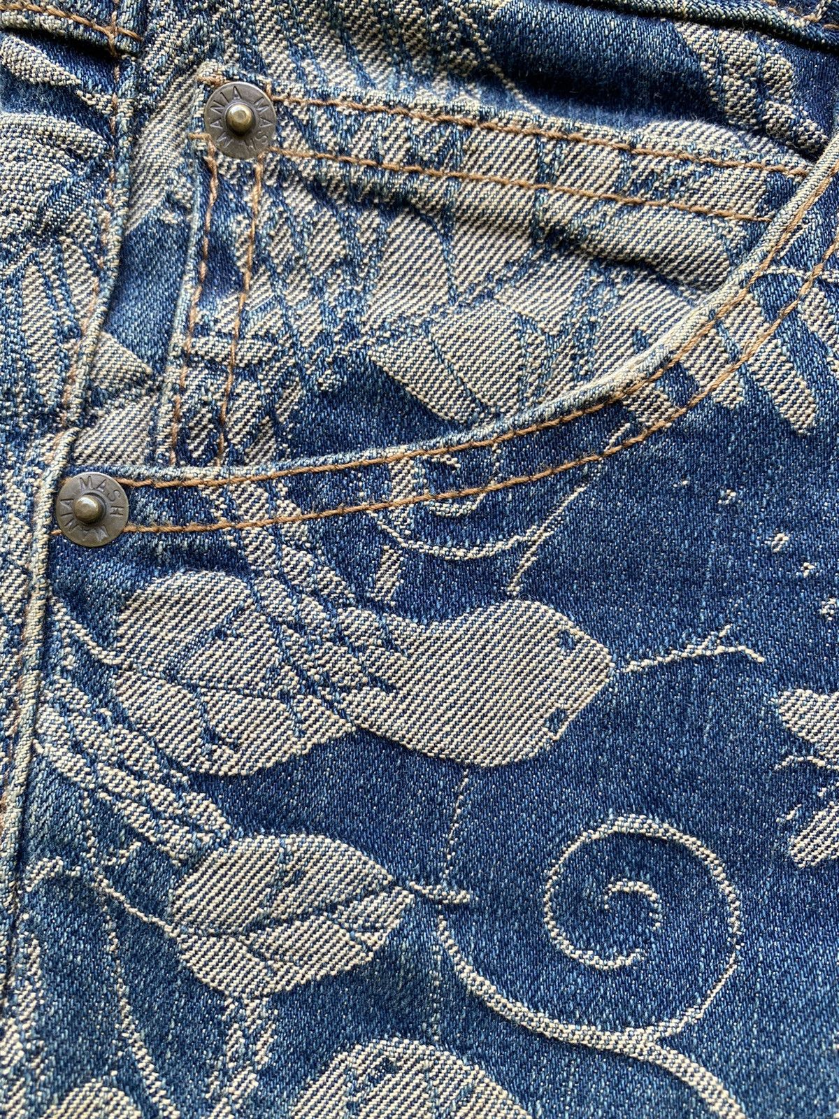 Beauty Beast 💥RARE💥 Japanese MASH MANIA “Snake 🐍” Full Embroidered Denim Size US 28 / EU 44 - 8 Thumbnail