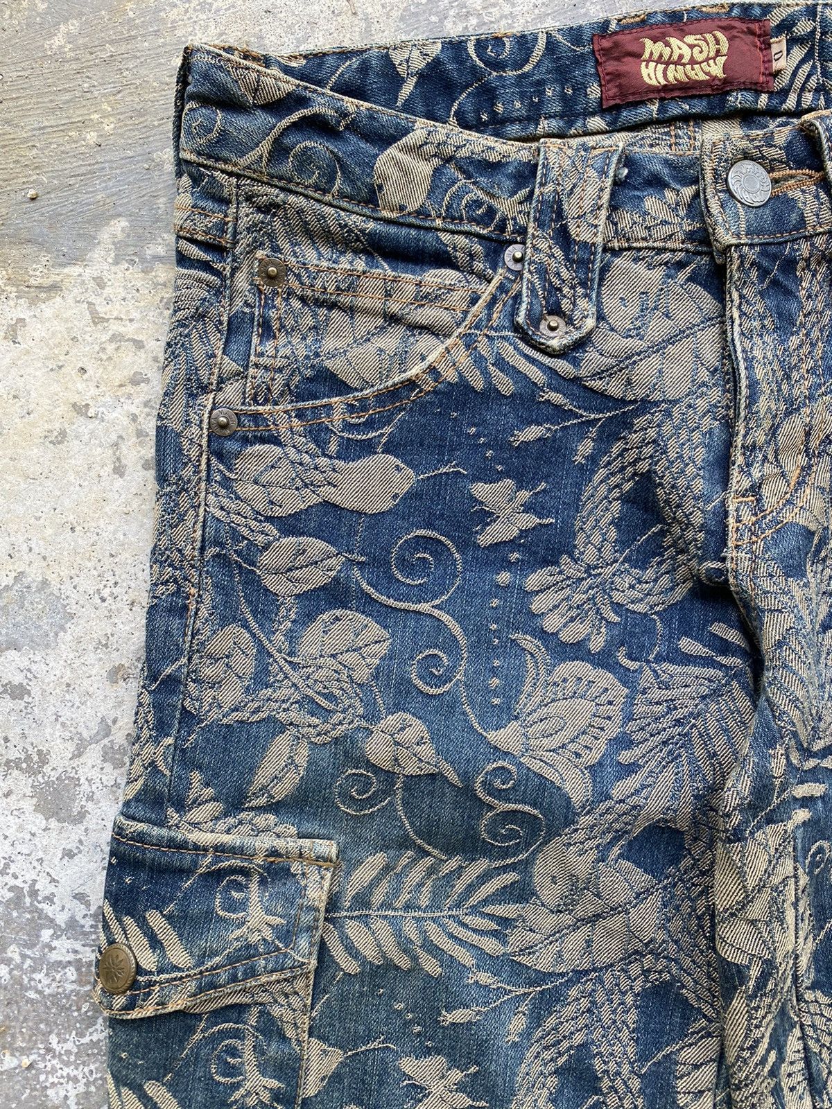 Beauty Beast 💥RARE💥 Japanese MASH MANIA “Snake 🐍” Full Embroidered Denim Size US 28 / EU 44 - 7 Thumbnail