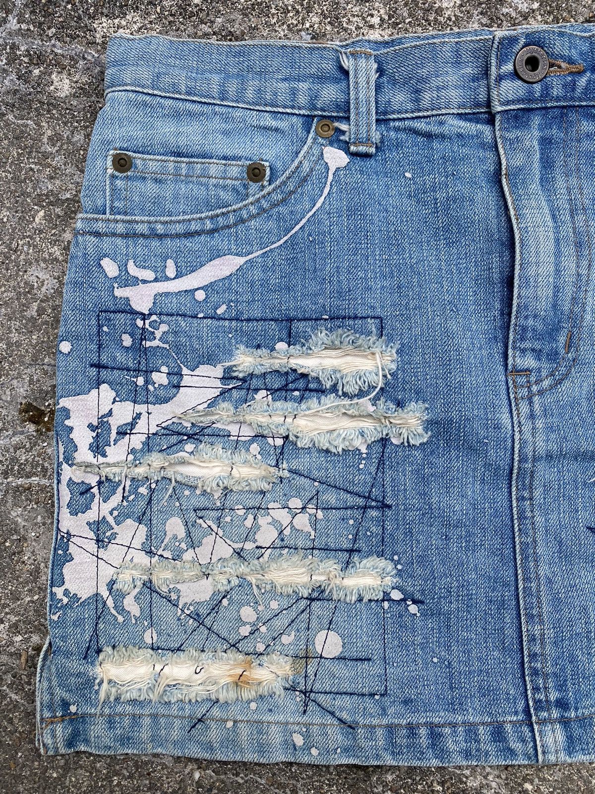 Hysteric Glamour 💥RARE💥 90s HYSTERIC GLAMOUR Splash Paint Distress Skirts Size 31" - 4 Thumbnail