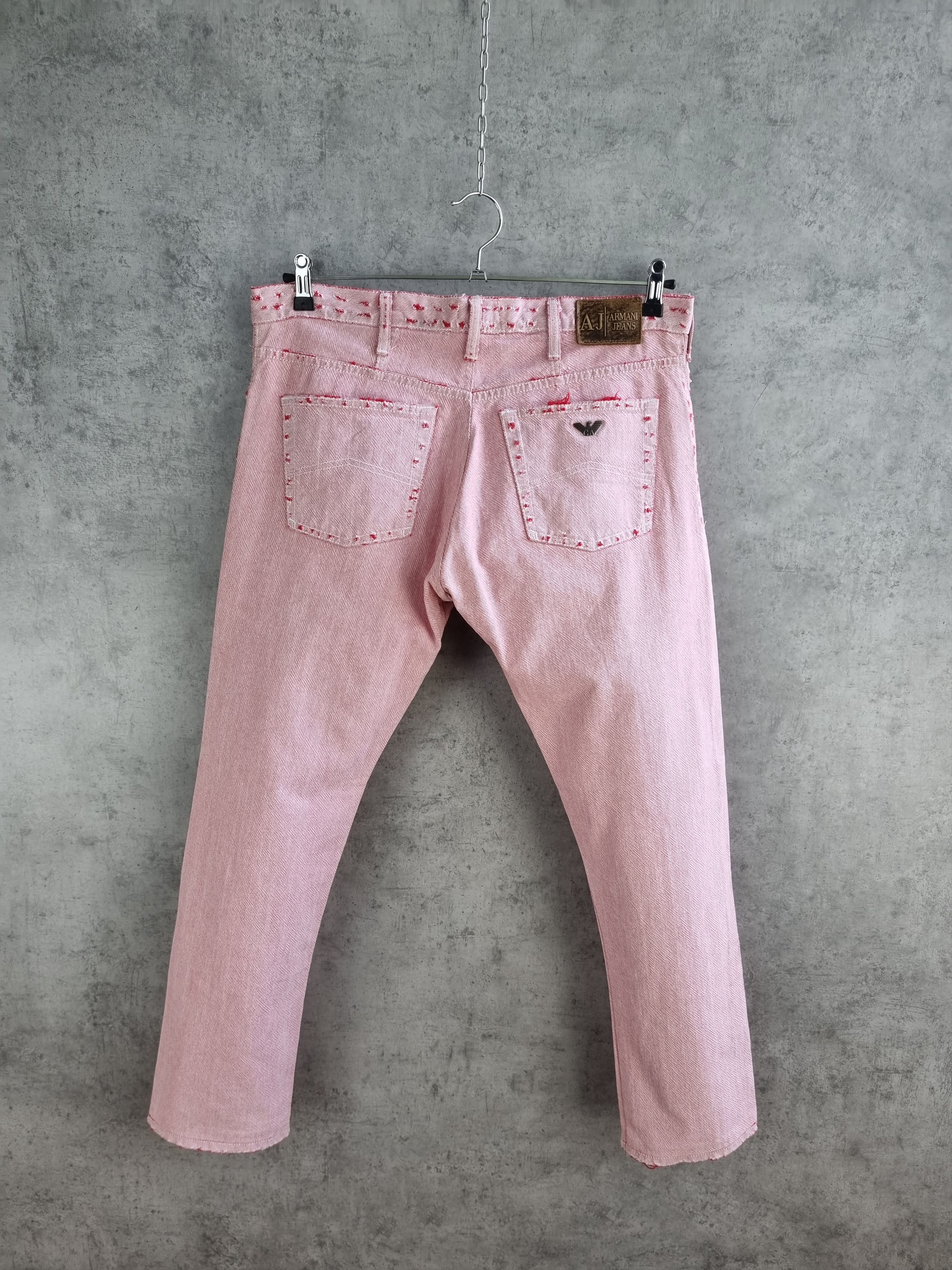 Armani × Giorgio Armani × Vintage Rare 90s ARMANI Pink Jeans Ripped Denim Jeans Pants Size US 33 - 14 Thumbnail