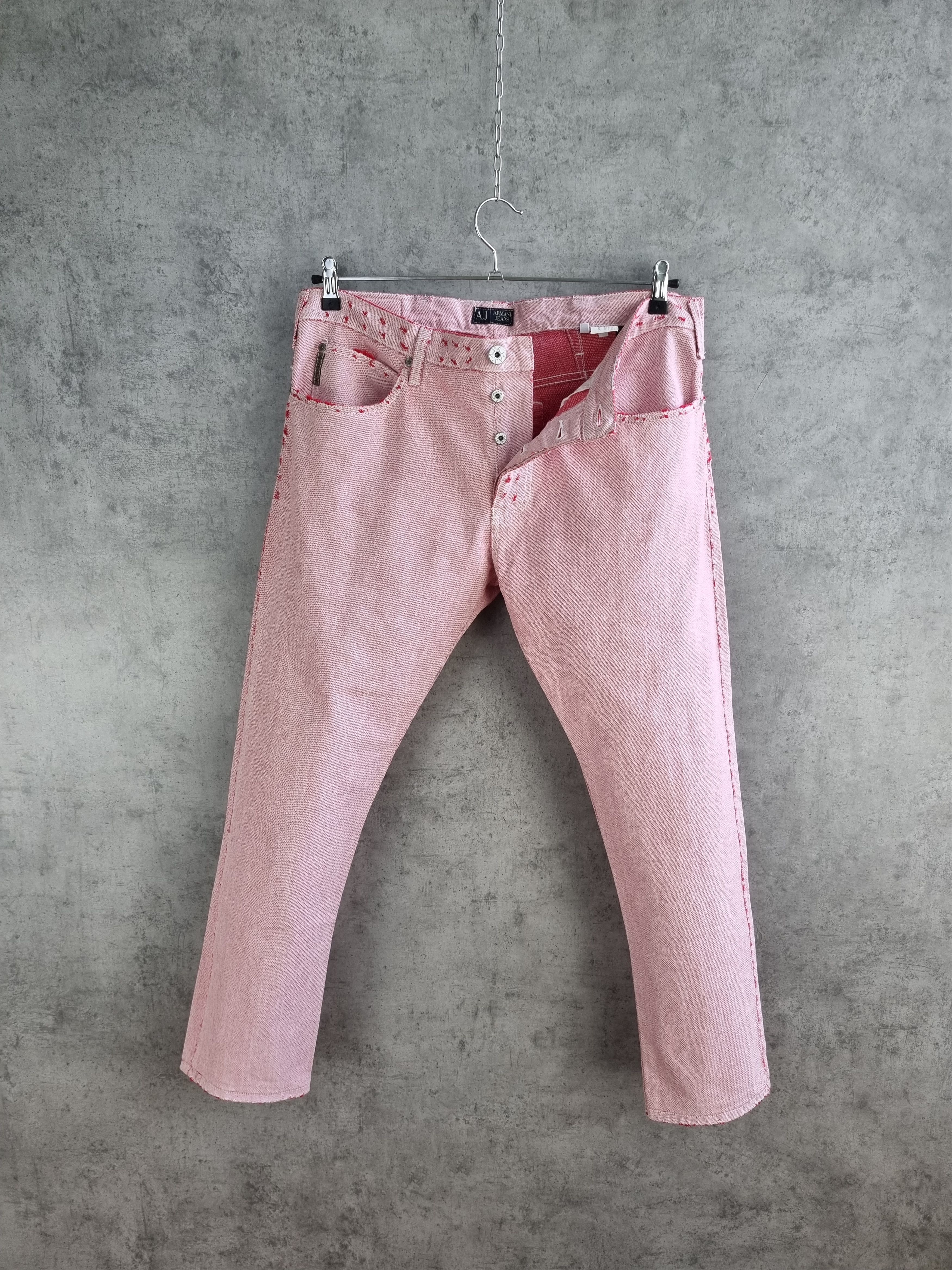 Armani × Giorgio Armani × Vintage Rare 90s ARMANI Pink Jeans Ripped Denim Jeans Pants Size US 33 - 2 Thumbnail