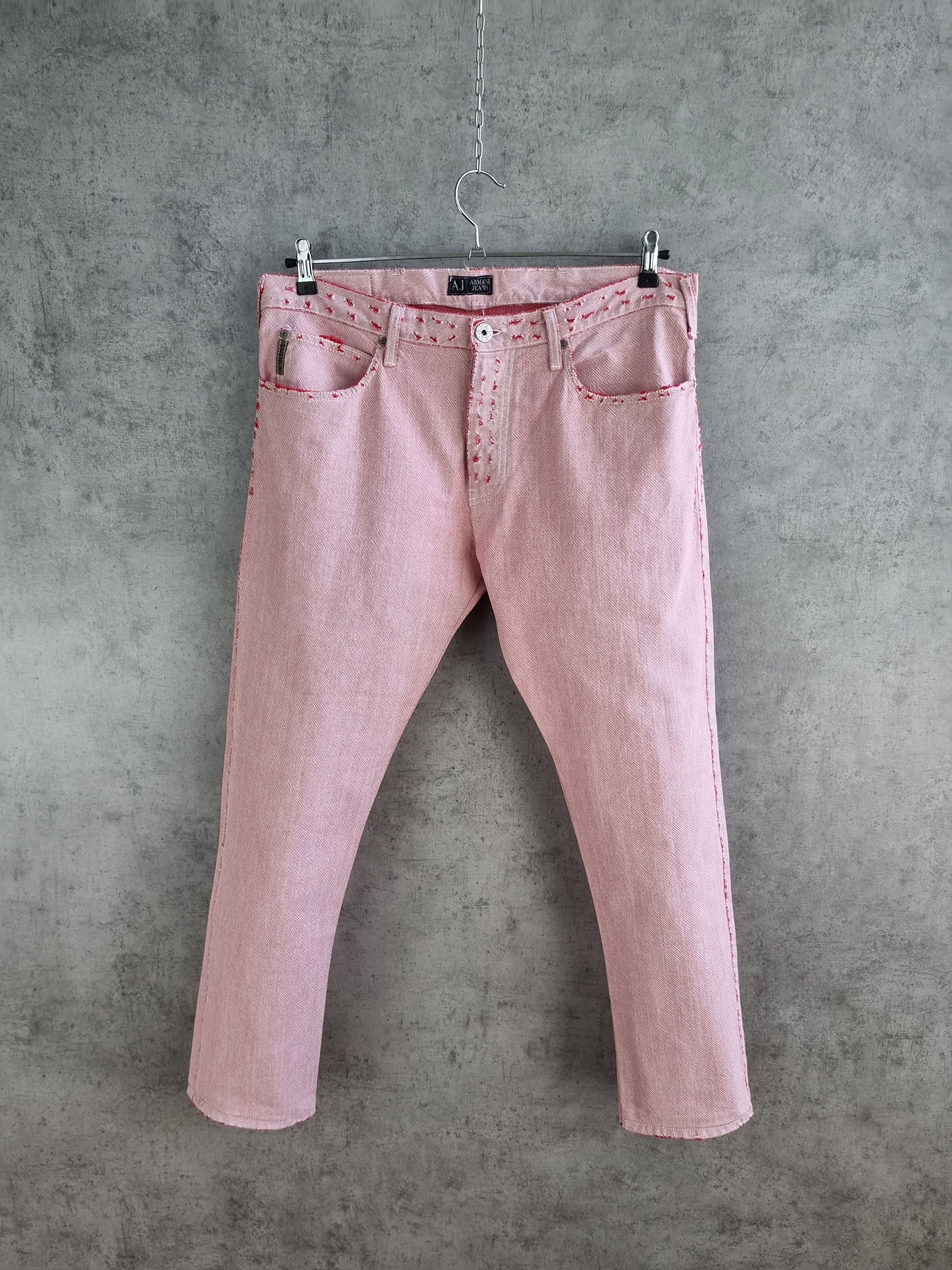 Armani × Giorgio Armani × Vintage Rare 90s ARMANI Pink Jeans Ripped Denim Jeans Pants Size US 33 - 4 Thumbnail