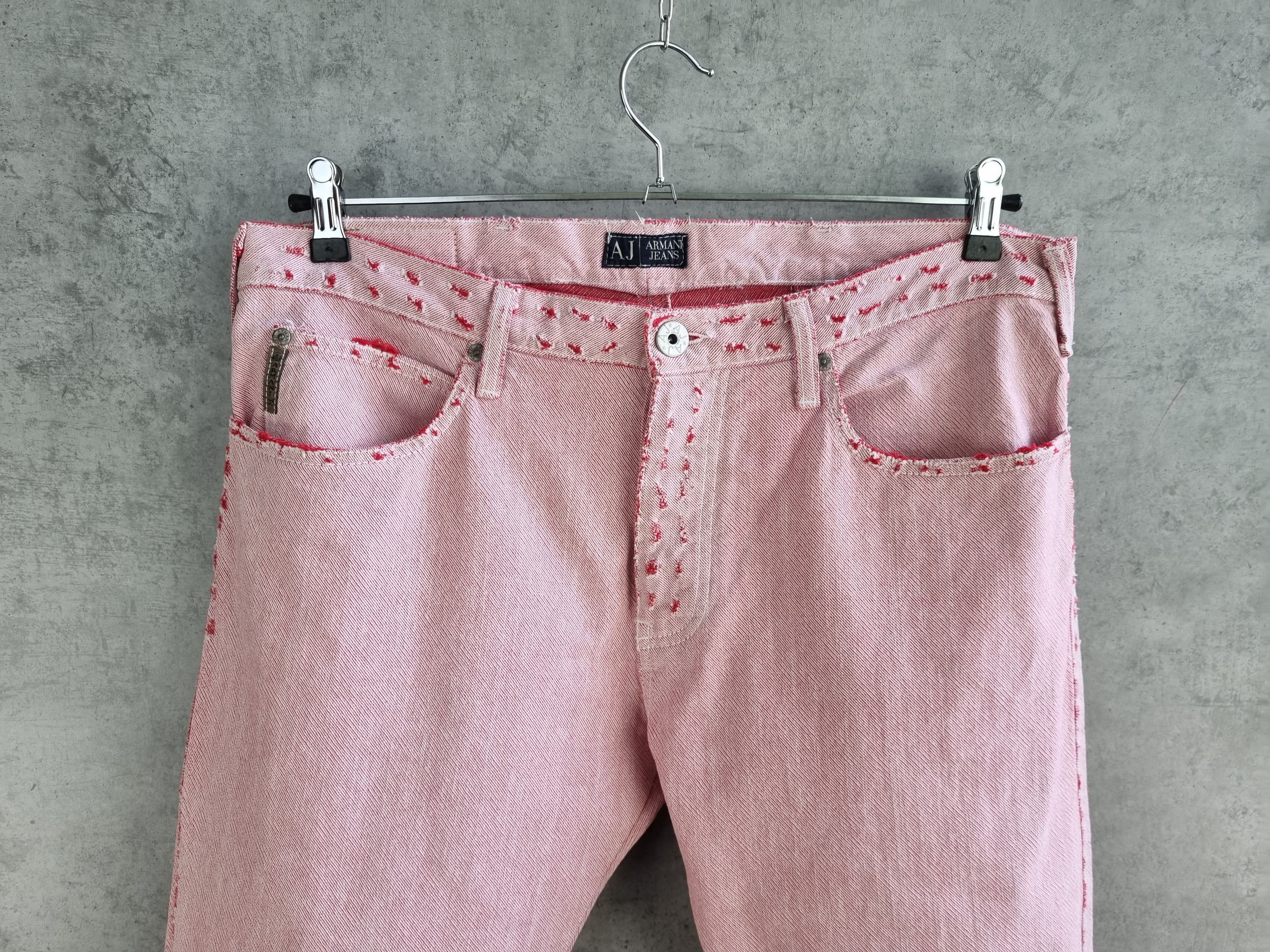 Armani × Giorgio Armani × Vintage Rare 90s ARMANI Pink Jeans Ripped Denim Jeans Pants Size US 33 - 3 Thumbnail
