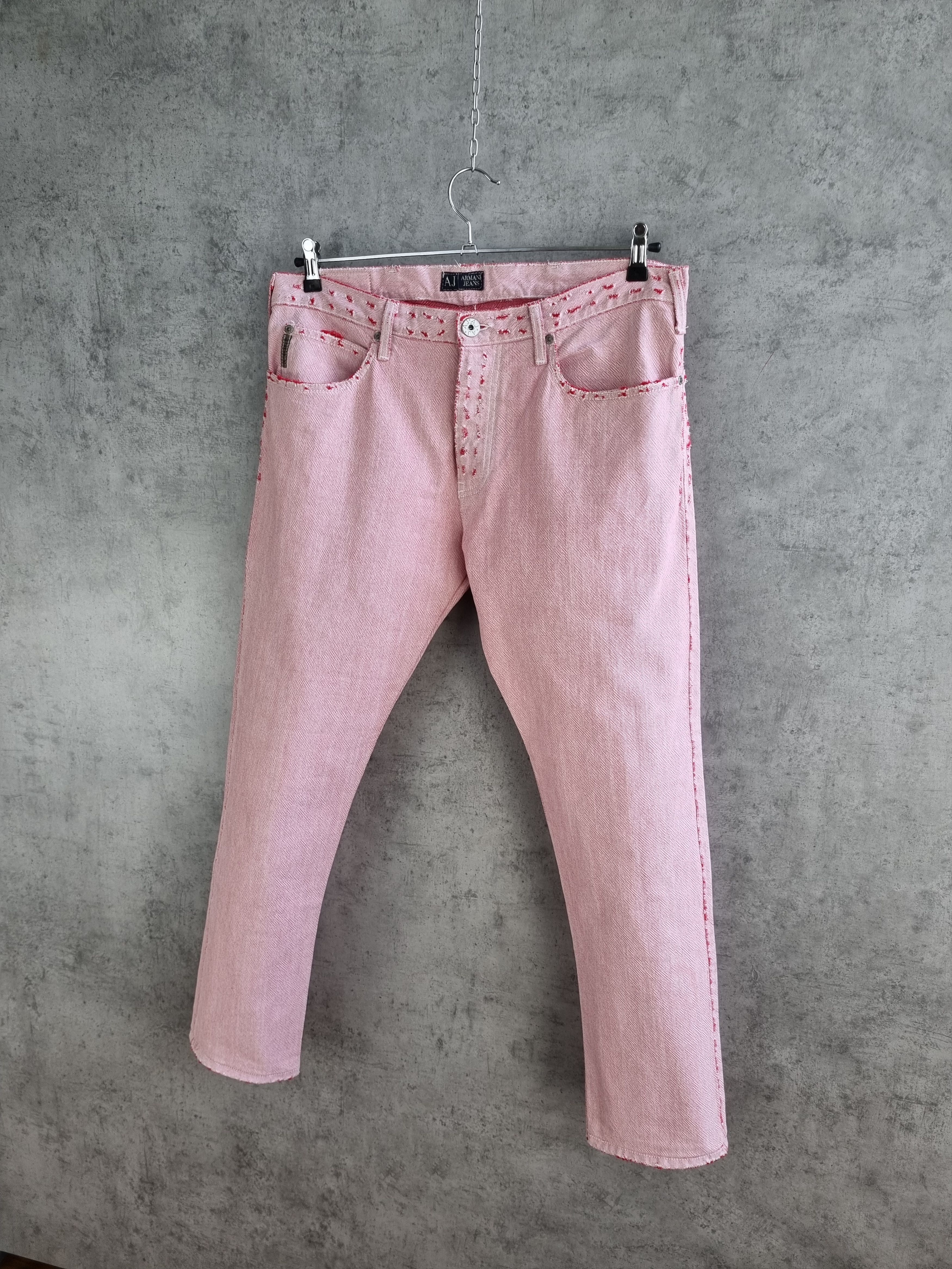 Armani × Giorgio Armani × Vintage Rare 90s ARMANI Pink Jeans Ripped Denim Jeans Pants Size US 33 - 17 Thumbnail