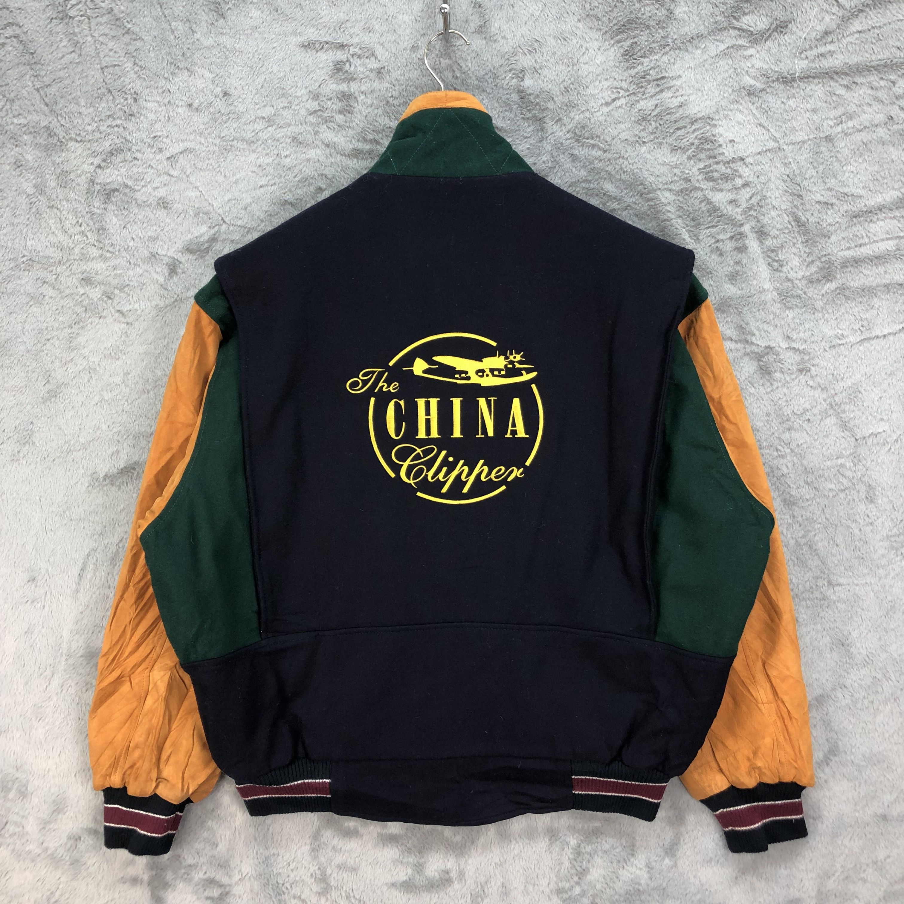 image of Stadium Goods x Varsity Jacket The China Clipper Stadium Jumper Varsity Jacket 4781-169 in Black Gr