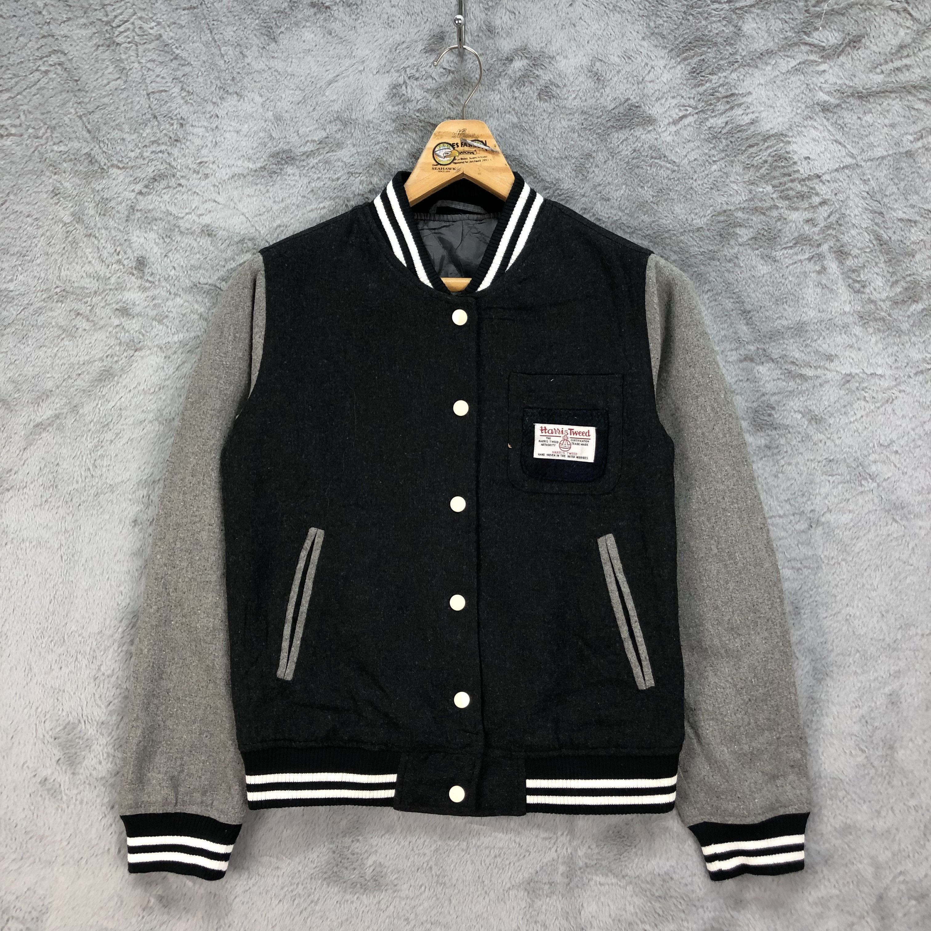 Harris Tweed Wool Varsity Jacket #4803-171