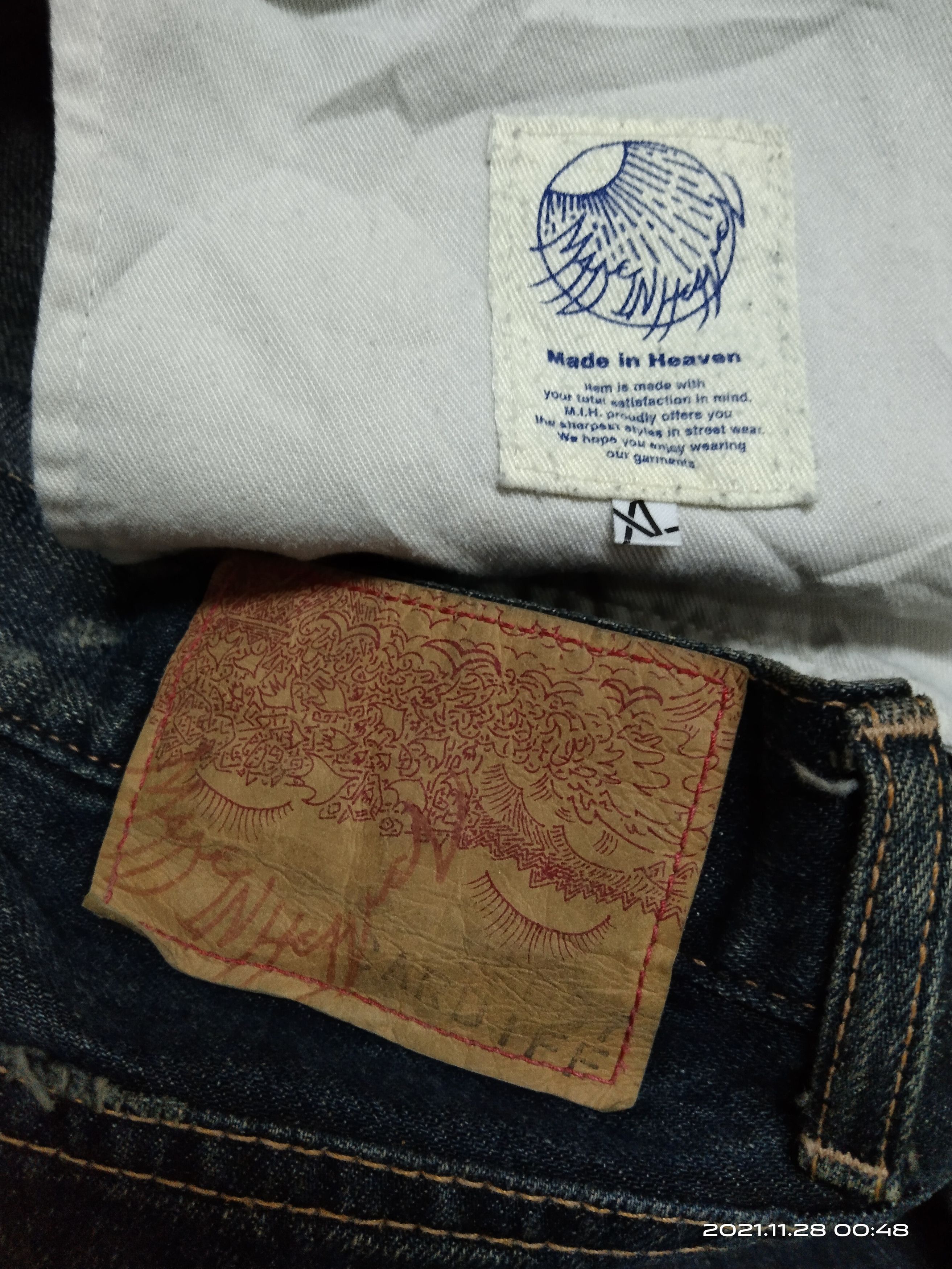 Japanese Brand THRASHED JAPAN🎌MADE IN HEAVEN PACTHWORK Size US 34 / EU 50 - 9 Thumbnail