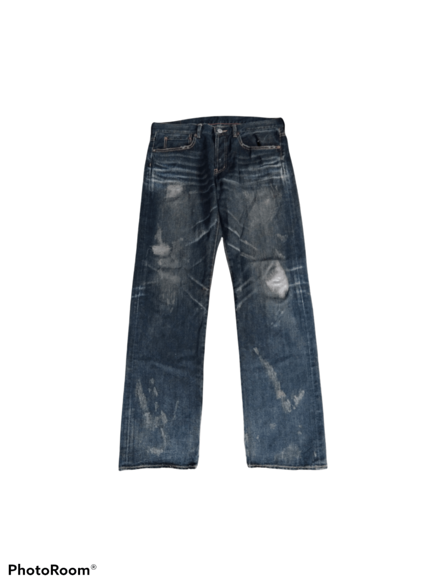 image of Distressed Denim Thrashed Japanmade In Heaven Pacthwork in Blue Distressed, Men's (Size 34)