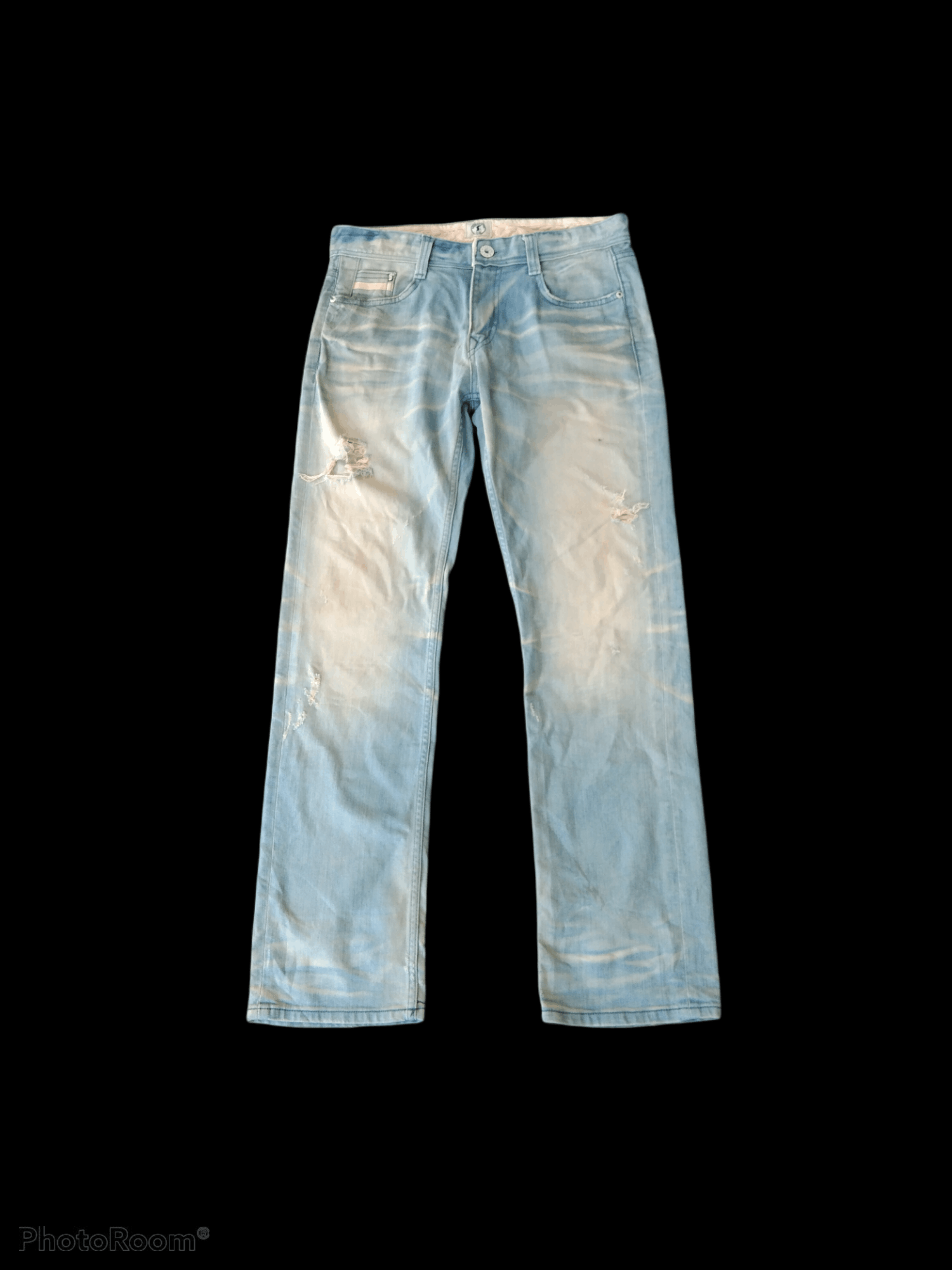 image of Distressed Denim x Hysteric Glamour Distressed Fade Blue A.v.h Denim Pants in Blue Distressed (Size