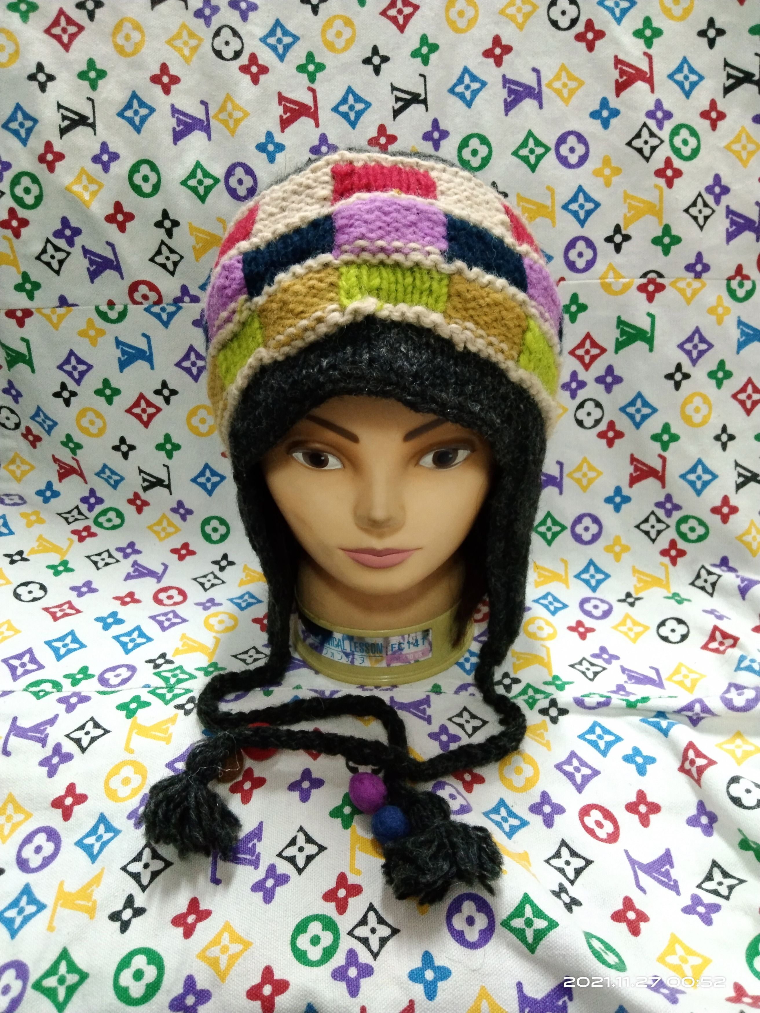 Japanese Brand × Vintage SUNDAE EAR FLAP WOOL KNIT MULTICOLOUR Size ONE SIZE - 1 Thumbnail
