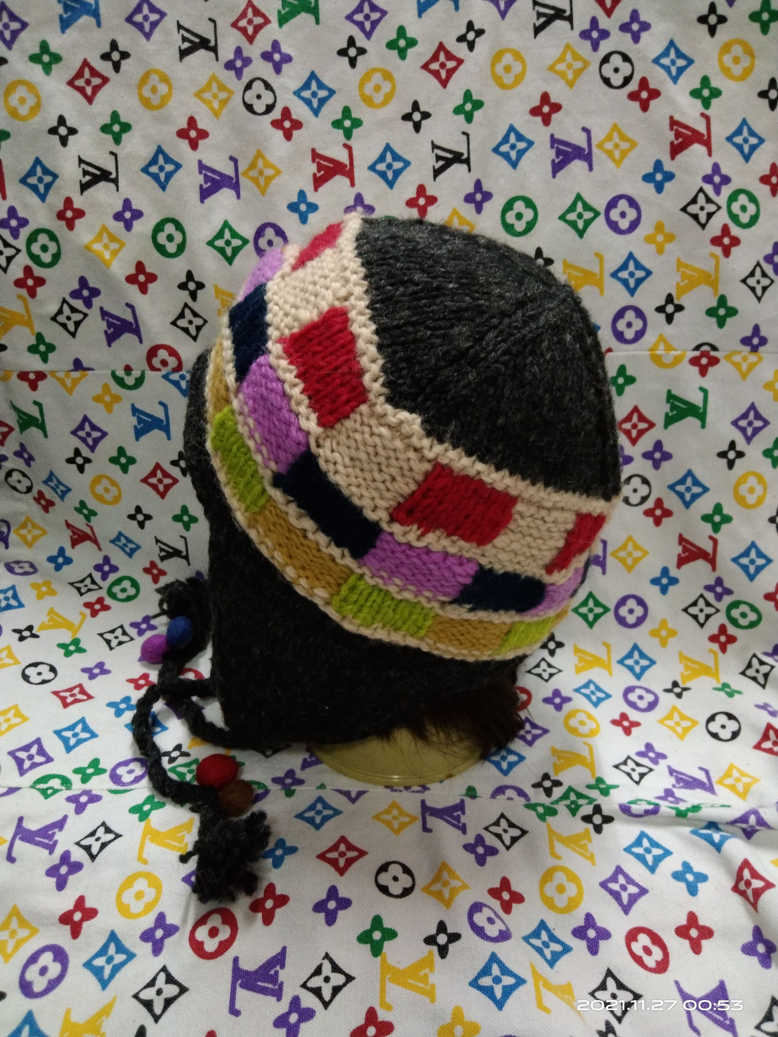 Japanese Brand × Vintage SUNDAE EAR FLAP WOOL KNIT MULTICOLOUR Size ONE SIZE - 2 Thumbnail
