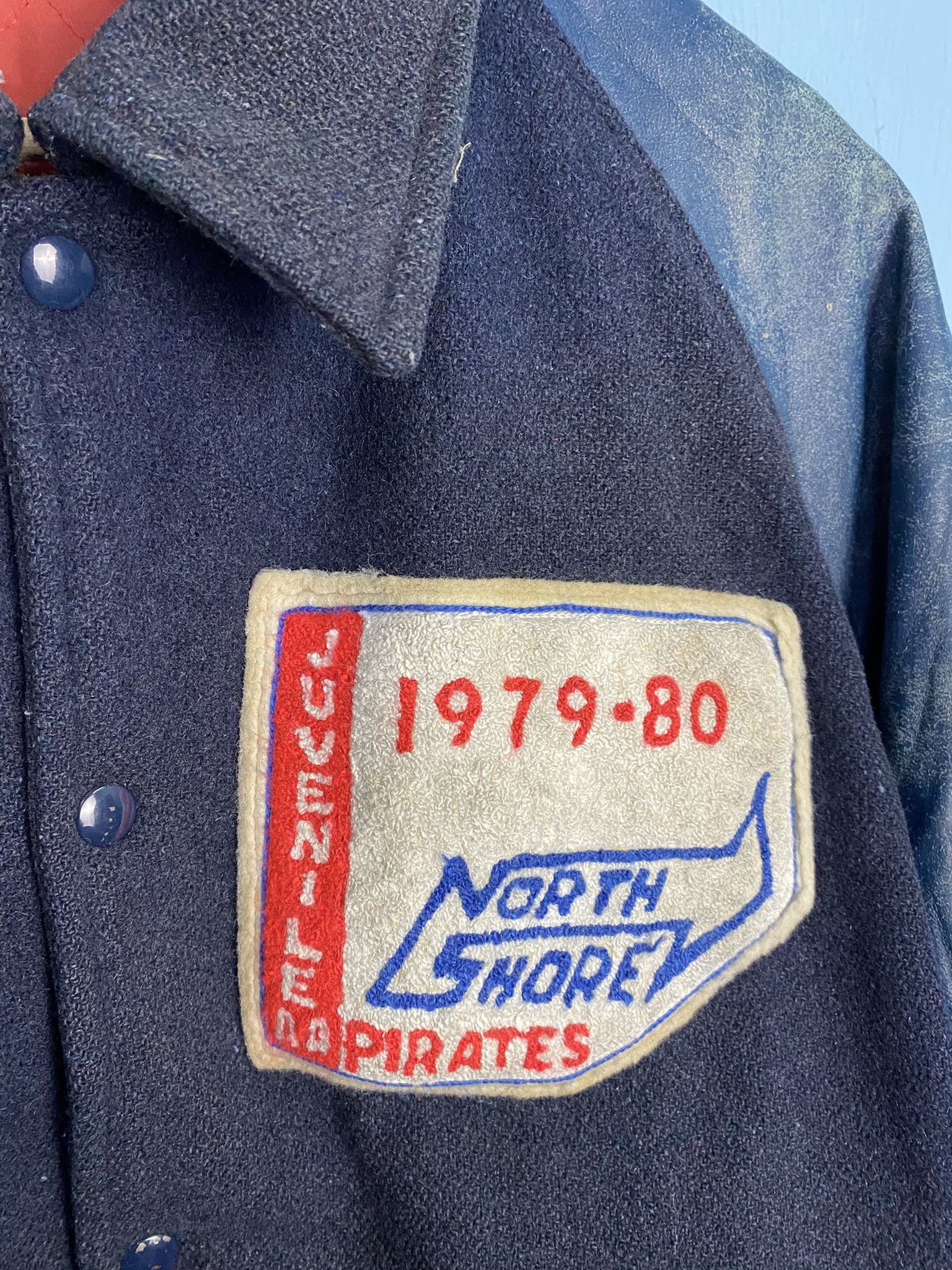 Vintage Vintage 80's Varsity Jacket Leather Sleeve Hand Size US L / EU 52-54 / 3 - 4 Thumbnail