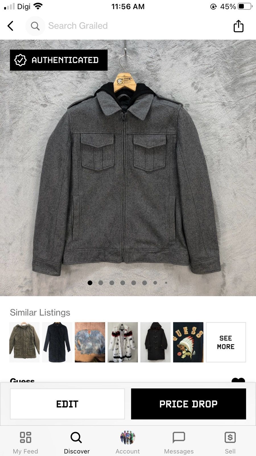 Guess GUESS DOUBLE ZIP FOUR POCKET WOOL HOODIE JACKET #5915-213 Size US S / EU 44-46 / 1 - 20 Thumbnail