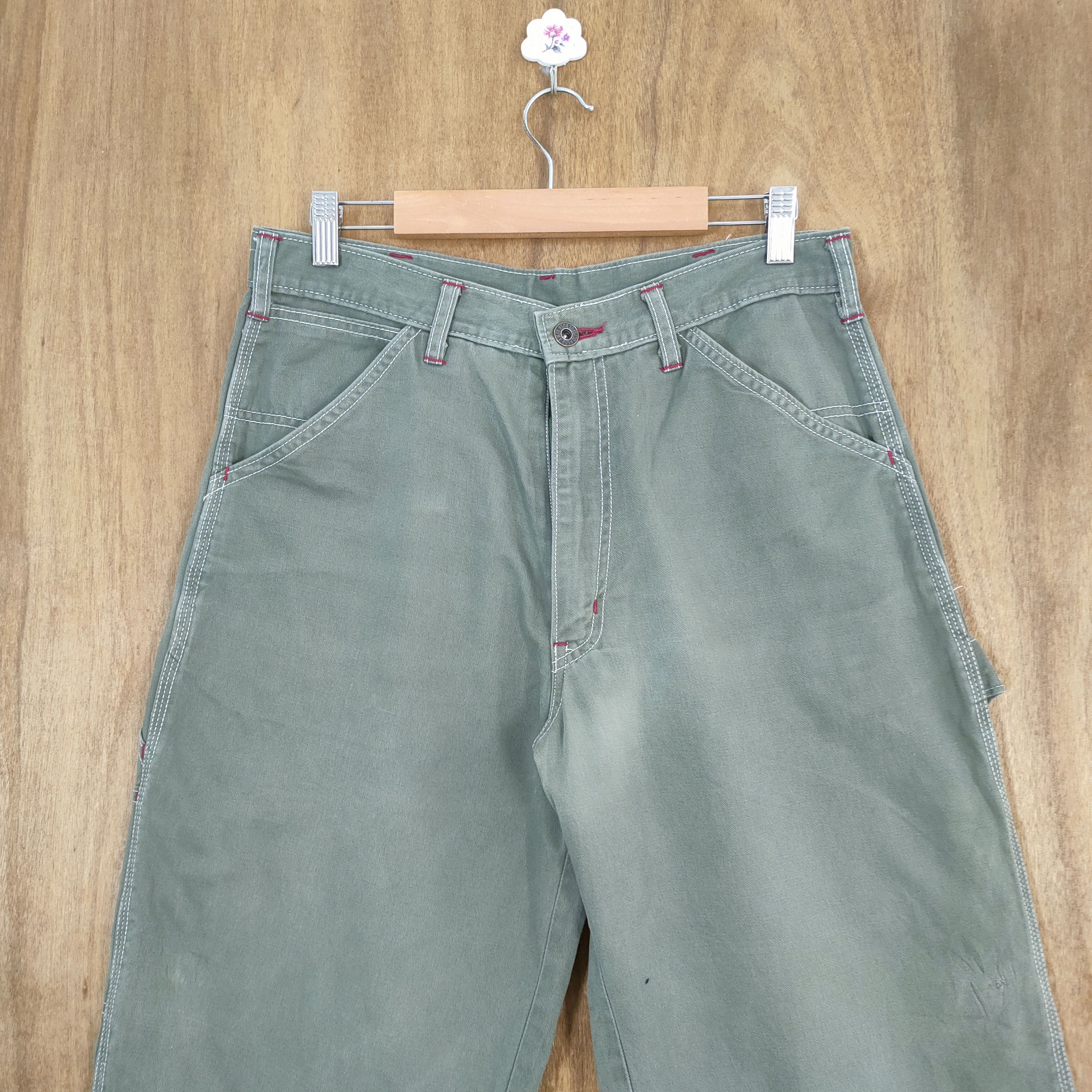 Japanese Brand ACTOPUS RUSH ARMY FADED GREEN DISTRESSED CARPENTER PANTS Size US 30 / EU 46 - 3 Thumbnail