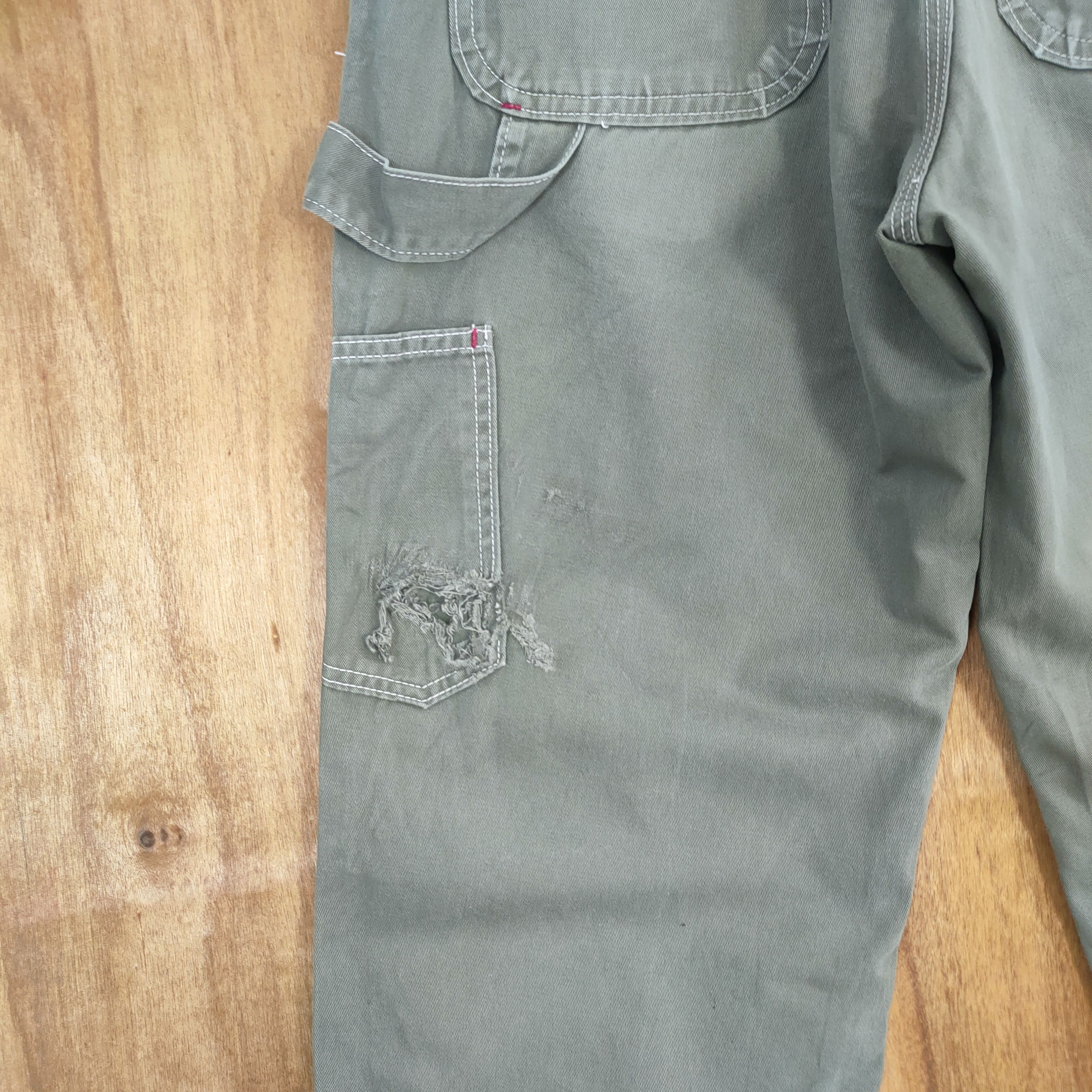 Japanese Brand ACTOPUS RUSH ARMY FADED GREEN DISTRESSED CARPENTER PANTS Size US 30 / EU 46 - 9 Thumbnail