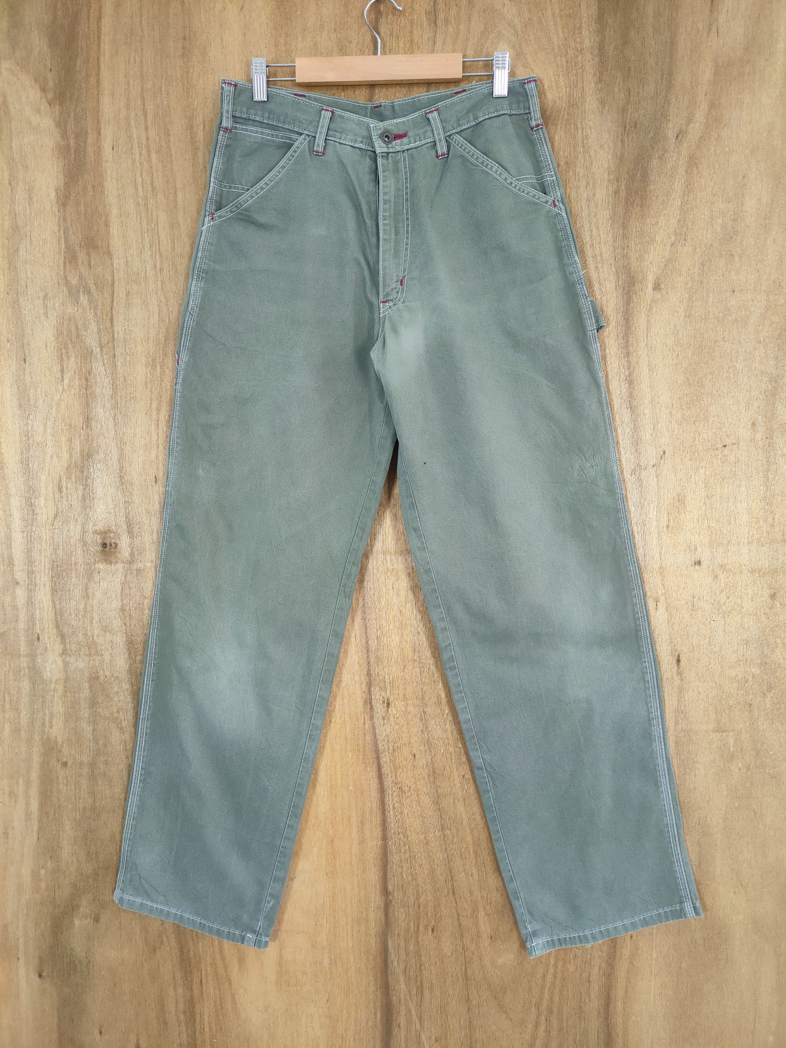 Japanese Brand ACTOPUS RUSH ARMY FADED GREEN DISTRESSED CARPENTER PANTS Size US 30 / EU 46 - 2 Thumbnail
