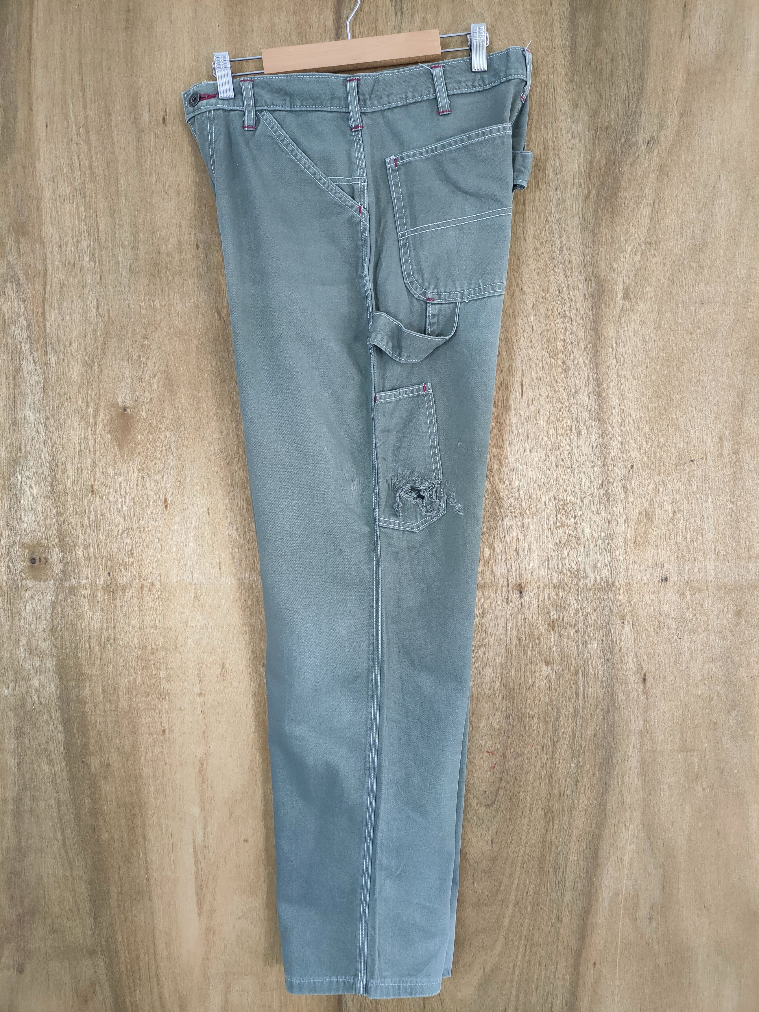 Japanese Brand ACTOPUS RUSH ARMY FADED GREEN DISTRESSED CARPENTER PANTS Size US 30 / EU 46 - 13 Thumbnail