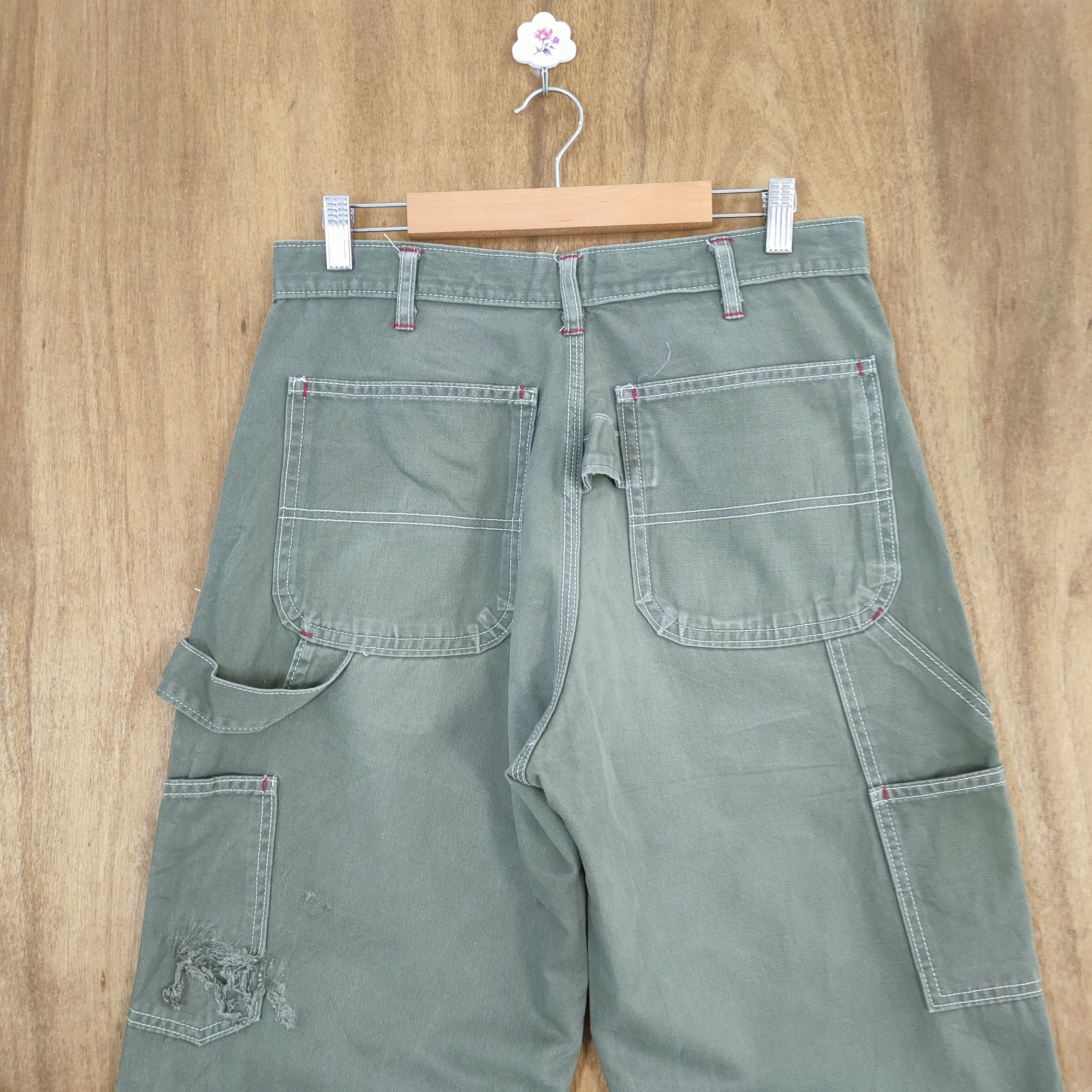 Japanese Brand ACTOPUS RUSH ARMY FADED GREEN DISTRESSED CARPENTER PANTS Size US 30 / EU 46 - 7 Thumbnail