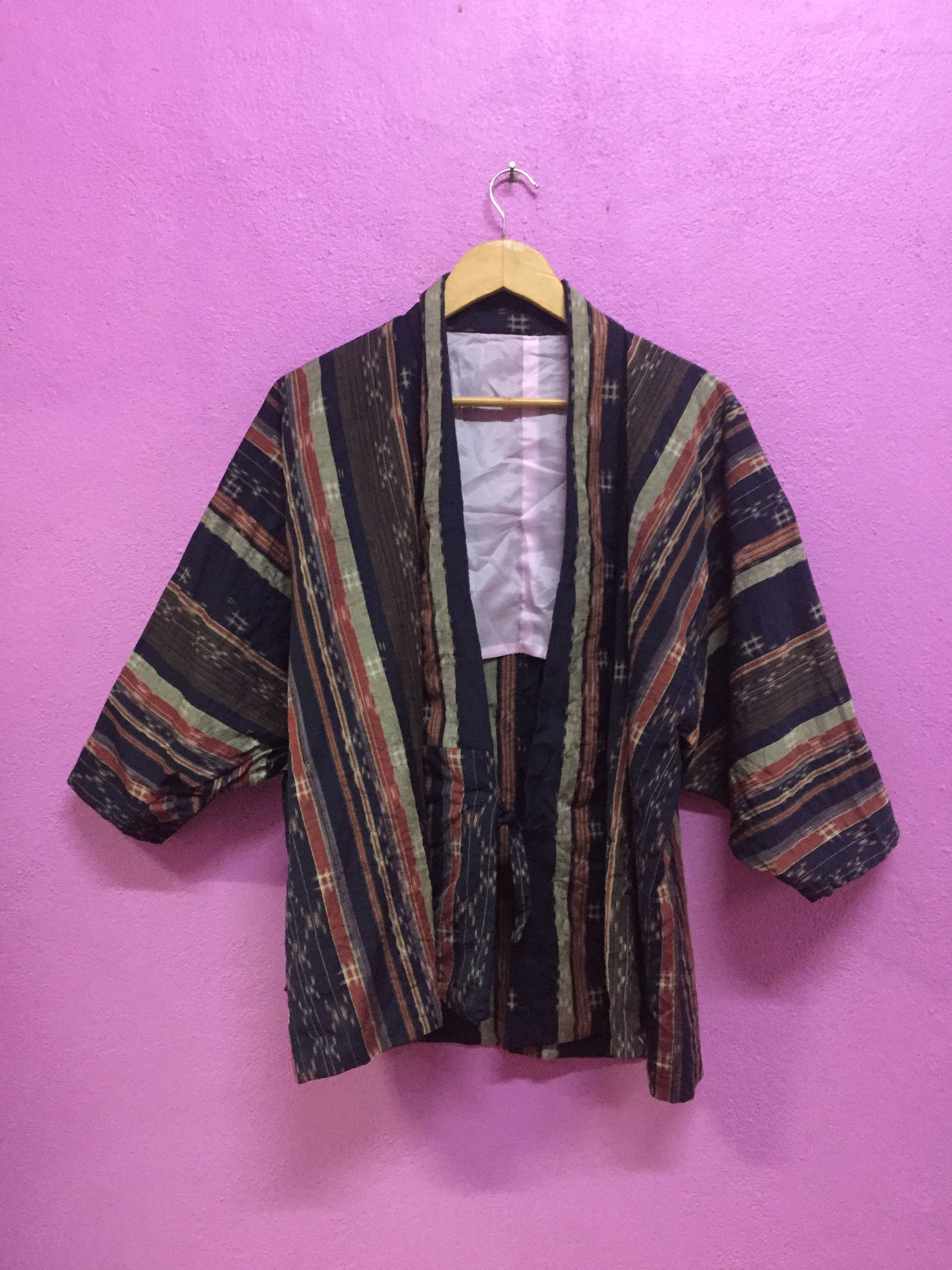 Japanese Brand Stripes Kimono Style Japanese Traditional Size 40R - 1 Thumbnail