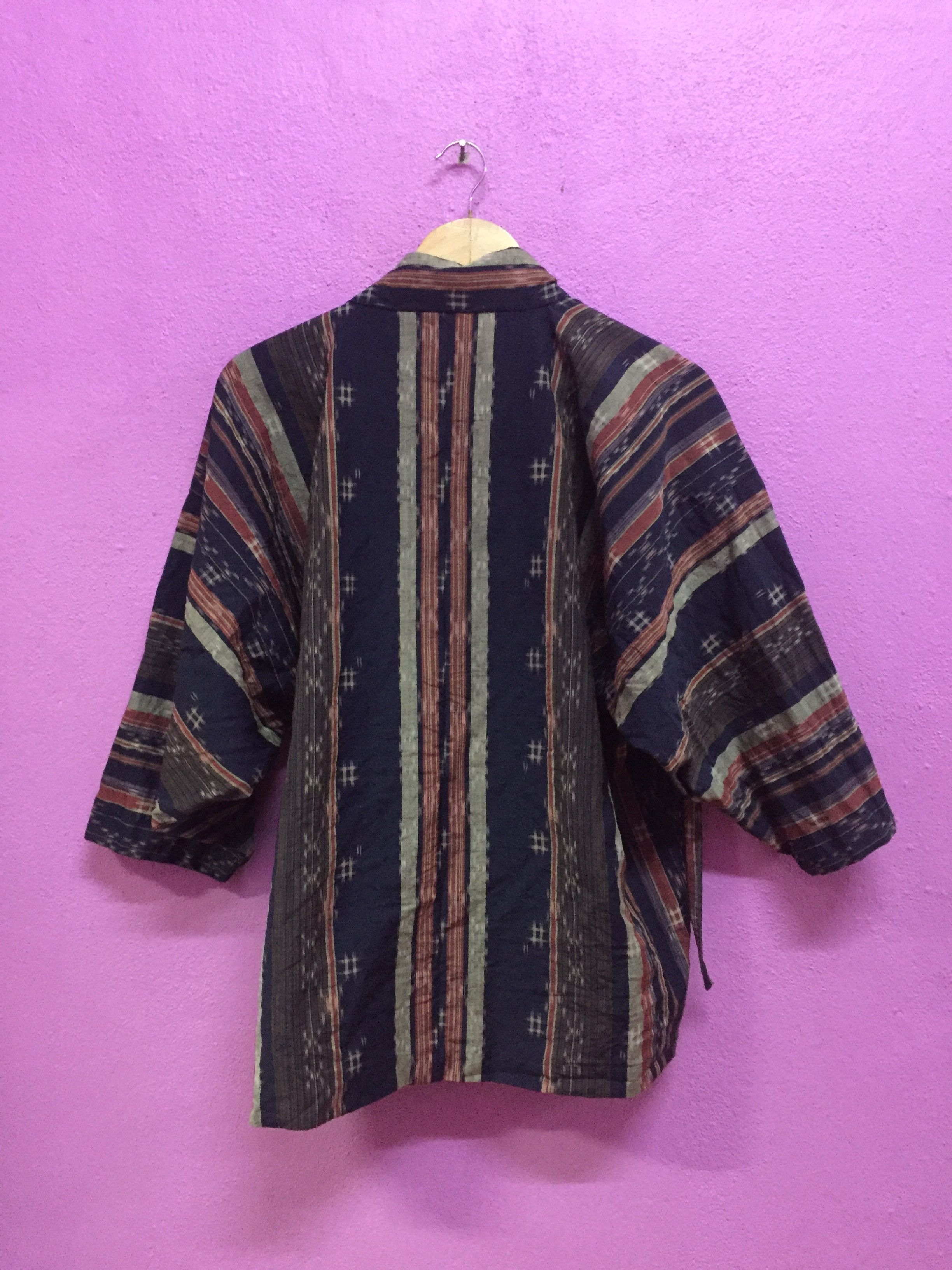 Japanese Brand Stripes Kimono Style Japanese Traditional Size 40R - 2 Thumbnail