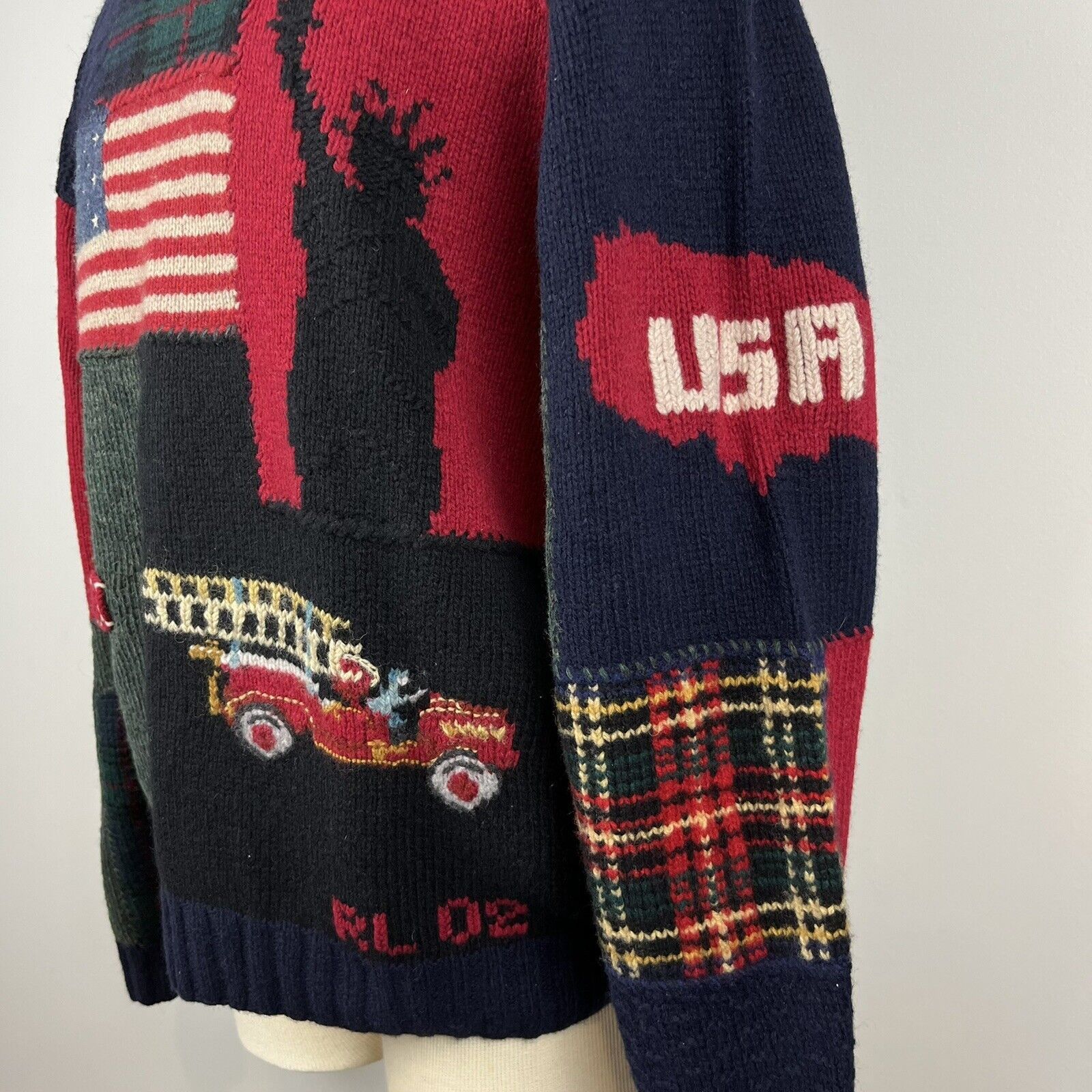Polo Ralph Lauren Vintage Polo Ralph Lauren 9/11 FDNY Tribute Patchwork Knit Size US XL / EU 56 / 4 - 8 Thumbnail
