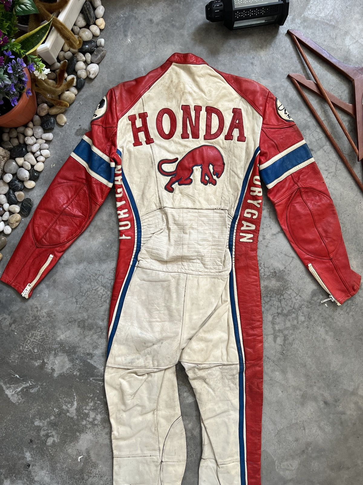 Leather × Vintage Vintage 🖤 Honda Furygan Fully Leather Racing Overalls Size US 32 / EU 48 - 2 Thumbnail