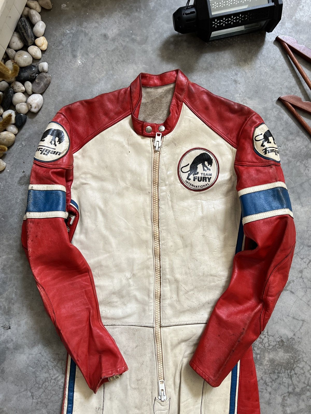 Leather × Vintage Vintage 🖤 Honda Furygan Fully Leather Racing Overalls Size US 32 / EU 48 - 12 Thumbnail