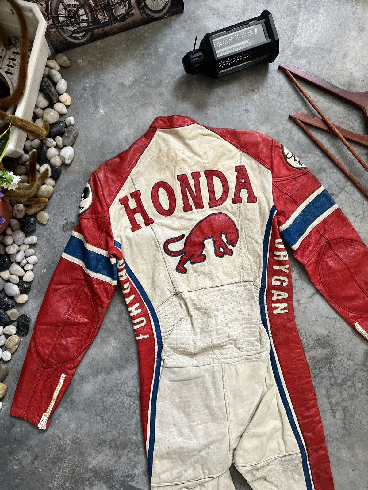 Leather × Vintage Vintage 🖤 Honda Furygan Fully Leather Racing Overalls Size US 32 / EU 48 - 3 Thumbnail