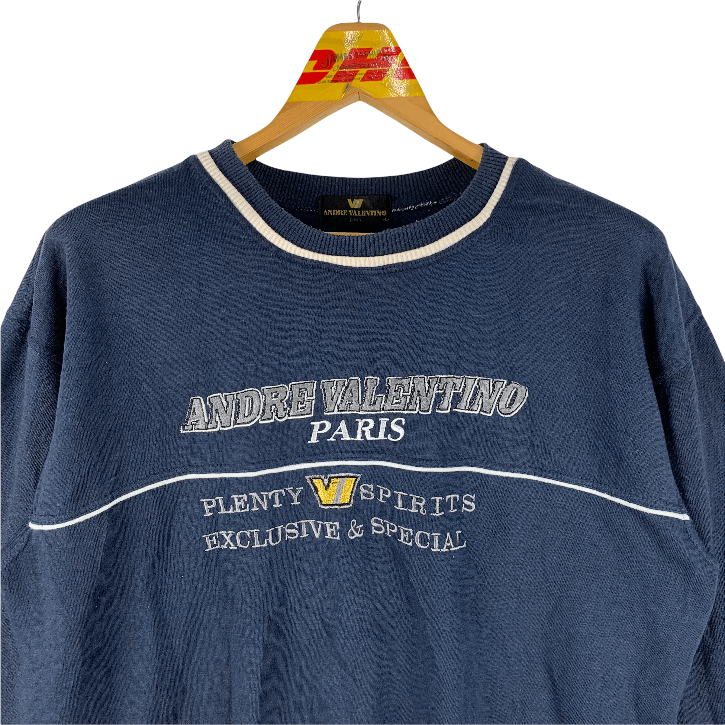 Vintage 90's Andre Valentino Paris Big Logo Sweatshirts #3633-127 Size US L / EU 52-54 / 3 - 2 Thumbnail