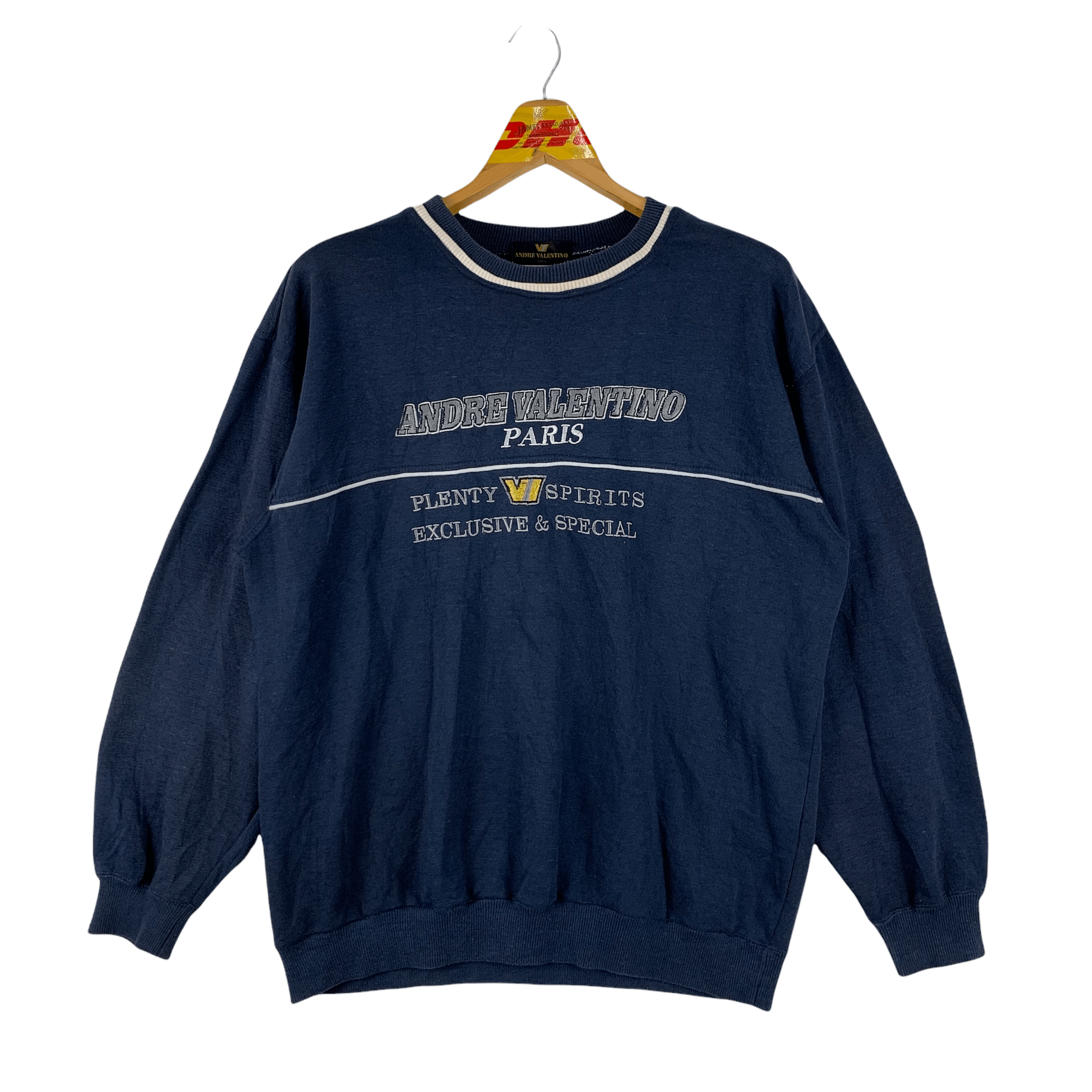 Vintage 90's Andre Valentino Paris Big Logo Sweatshirts #3633-127 Size US L / EU 52-54 / 3 - 1 Thumbnail