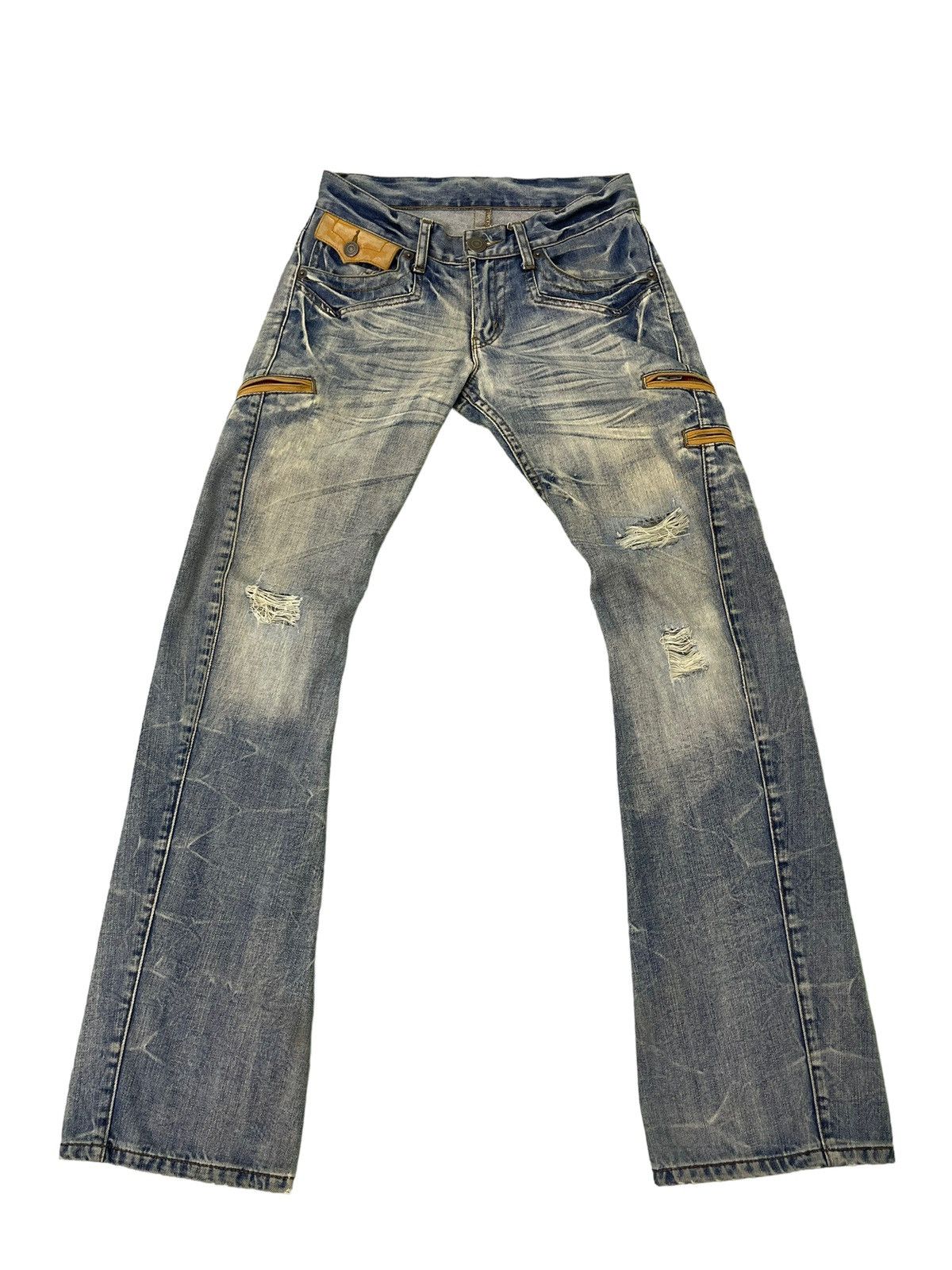 Japanese Brand Flare Jeans Rattletrap Distress Curv Leg Low Rise 2🟦1 Size US 29 - 2 Thumbnail