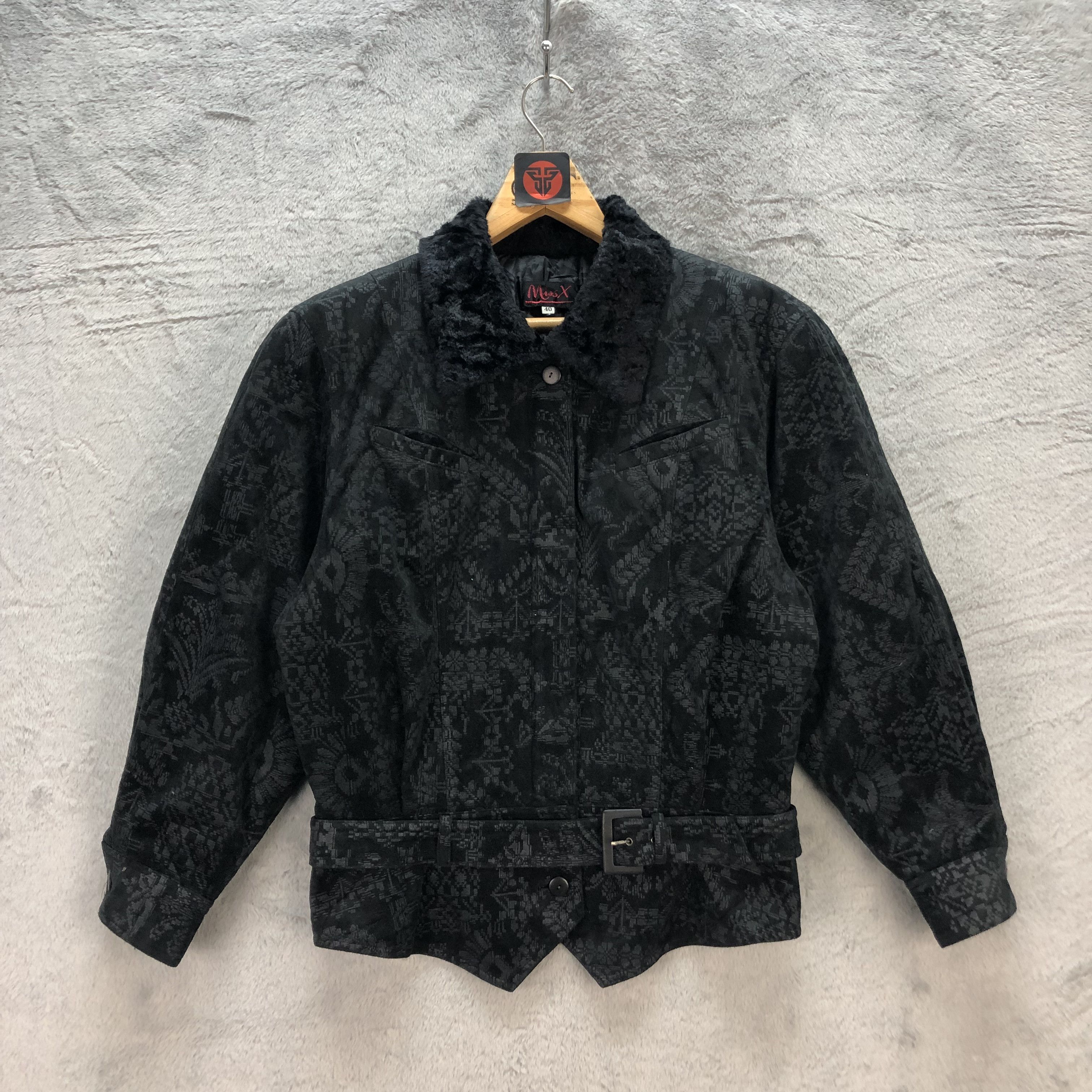 Japanese Brand MISS X FUR NECK FULLPRINT OVERPRINT JACKET #6723-82 Size M / US 6-8 / IT 42-44 - 1 Thumbnail