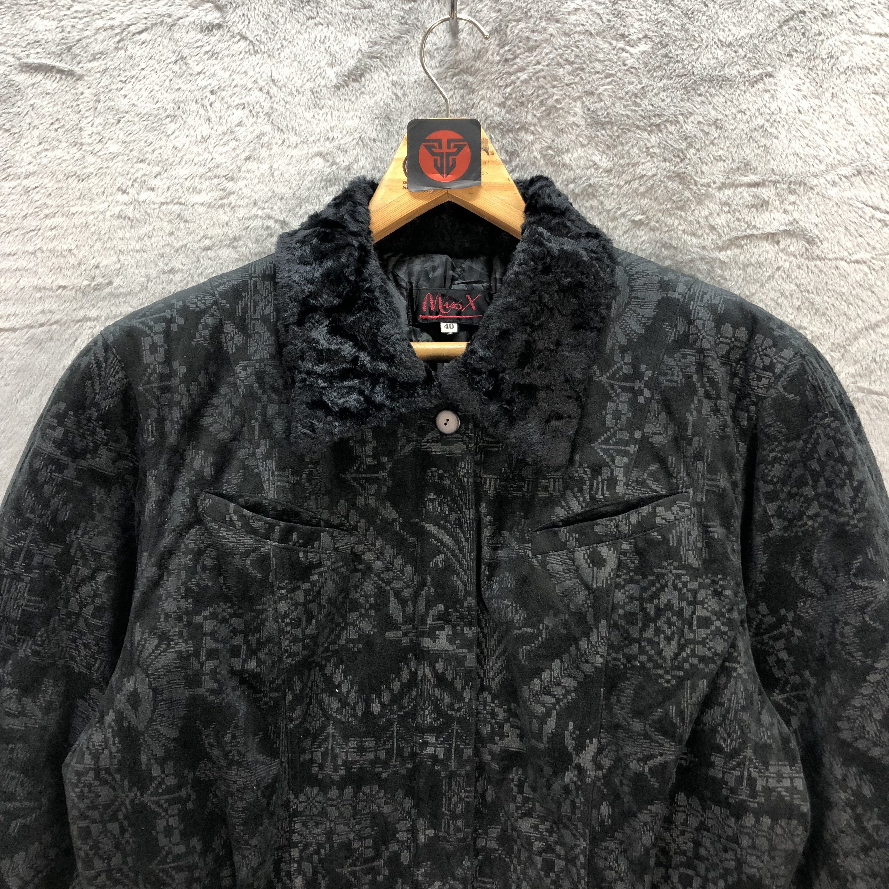 Japanese Brand MISS X FUR NECK FULLPRINT OVERPRINT JACKET #6723-82 Size M / US 6-8 / IT 42-44 - 2 Thumbnail