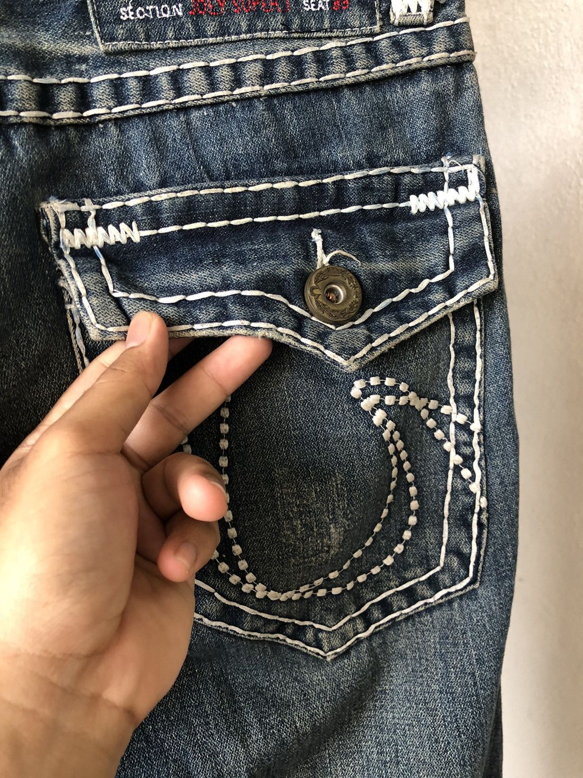 Japanese Brand Vintage True Religion Sashiko Stitch Loose Fit Denim Size US 32 / EU 48 - 14 Thumbnail