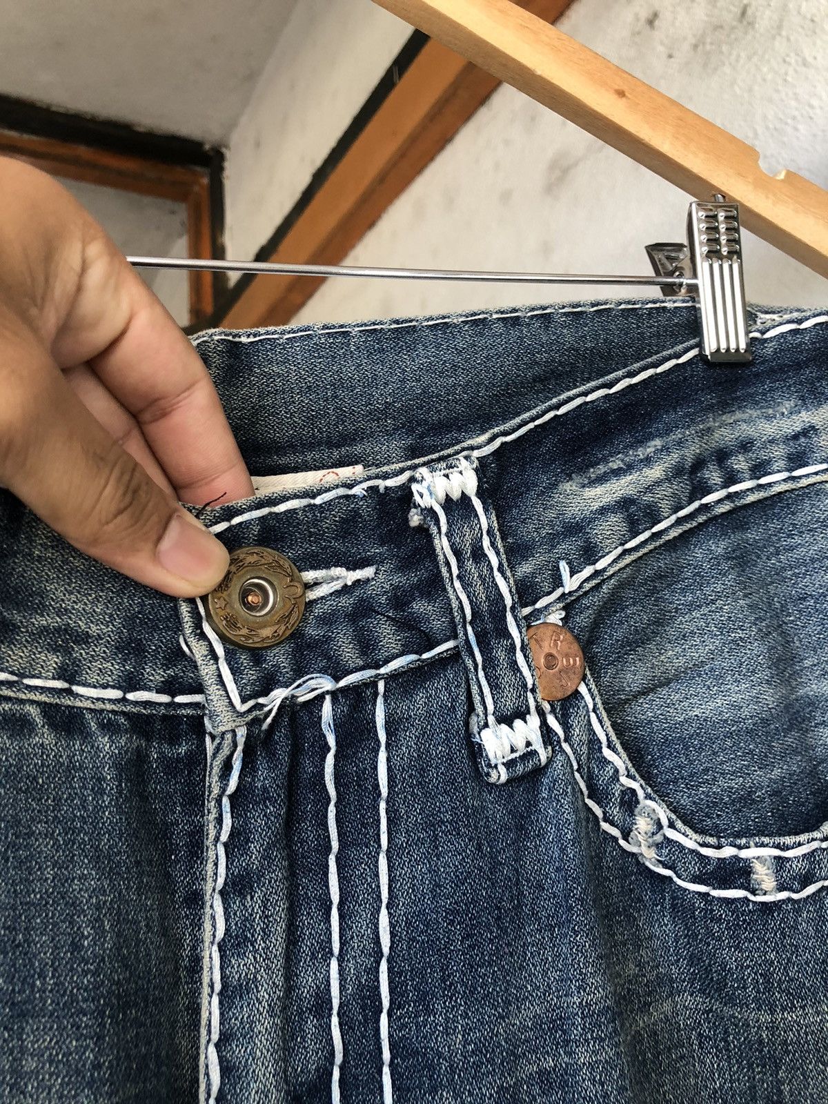 Japanese Brand Vintage True Religion Sashiko Stitch Loose Fit Denim Size US 32 / EU 48 - 6 Thumbnail