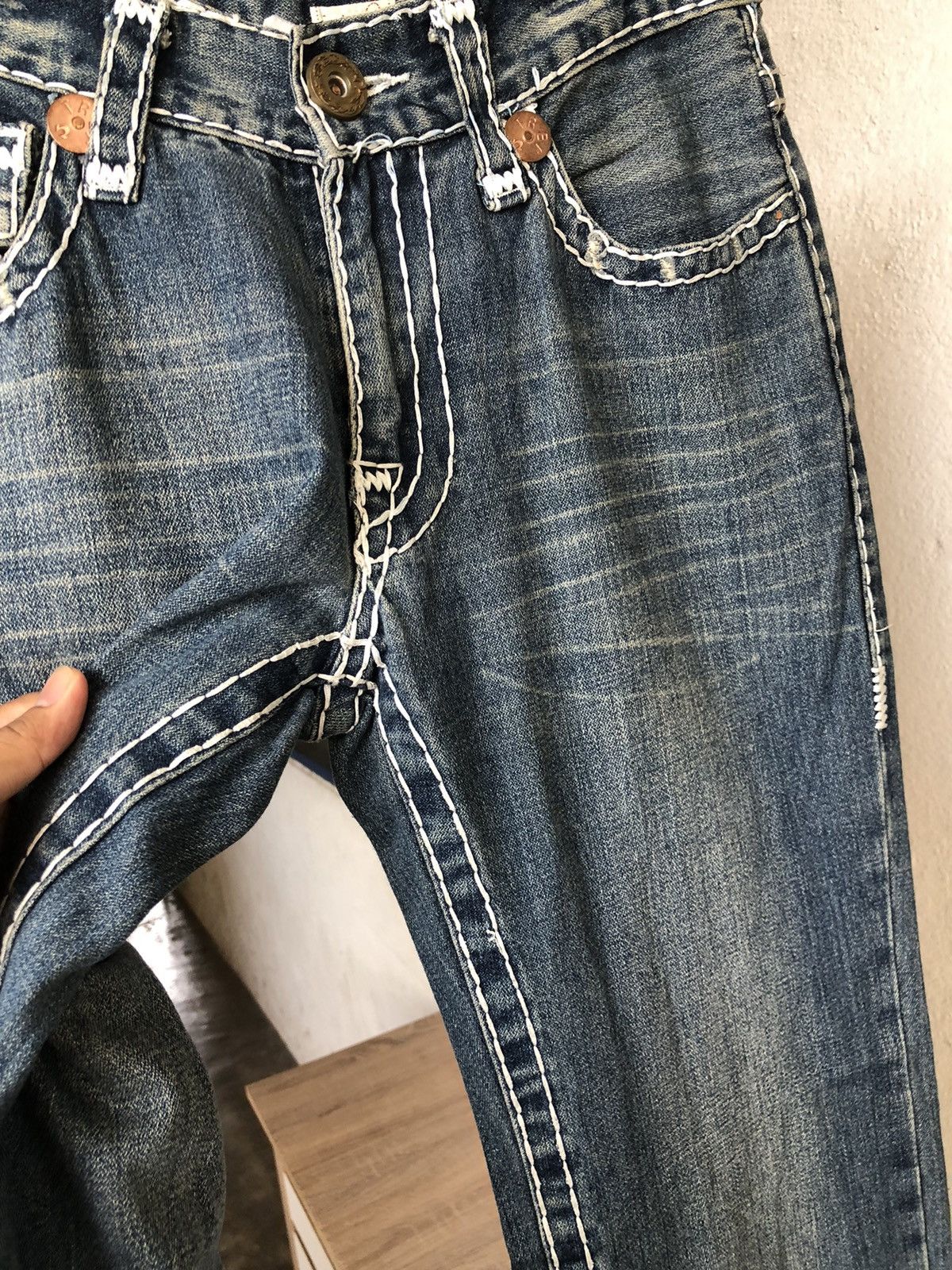 Japanese Brand Vintage True Religion Sashiko Stitch Loose Fit Denim Size US 32 / EU 48 - 8 Thumbnail