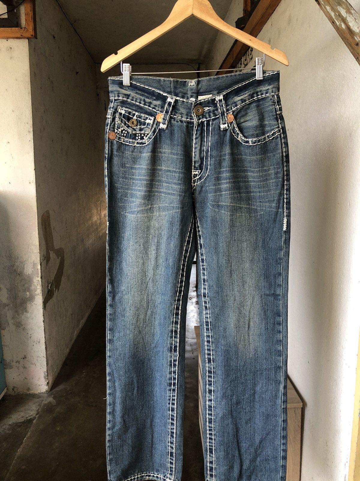 Japanese Brand Vintage True Religion Sashiko Stitch Loose Fit Denim Size US 32 / EU 48 - 4 Thumbnail