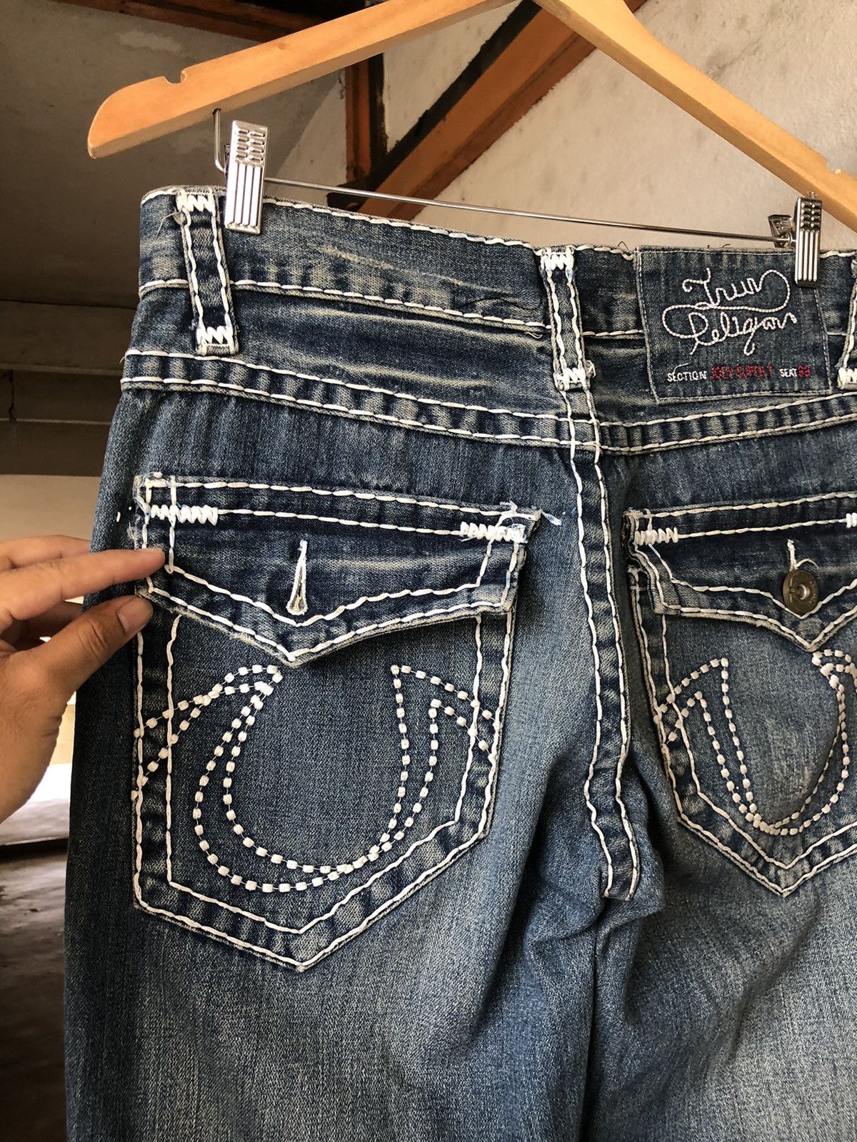 Japanese Brand Vintage True Religion Sashiko Stitch Loose Fit Denim Size US 32 / EU 48 - 16 Thumbnail