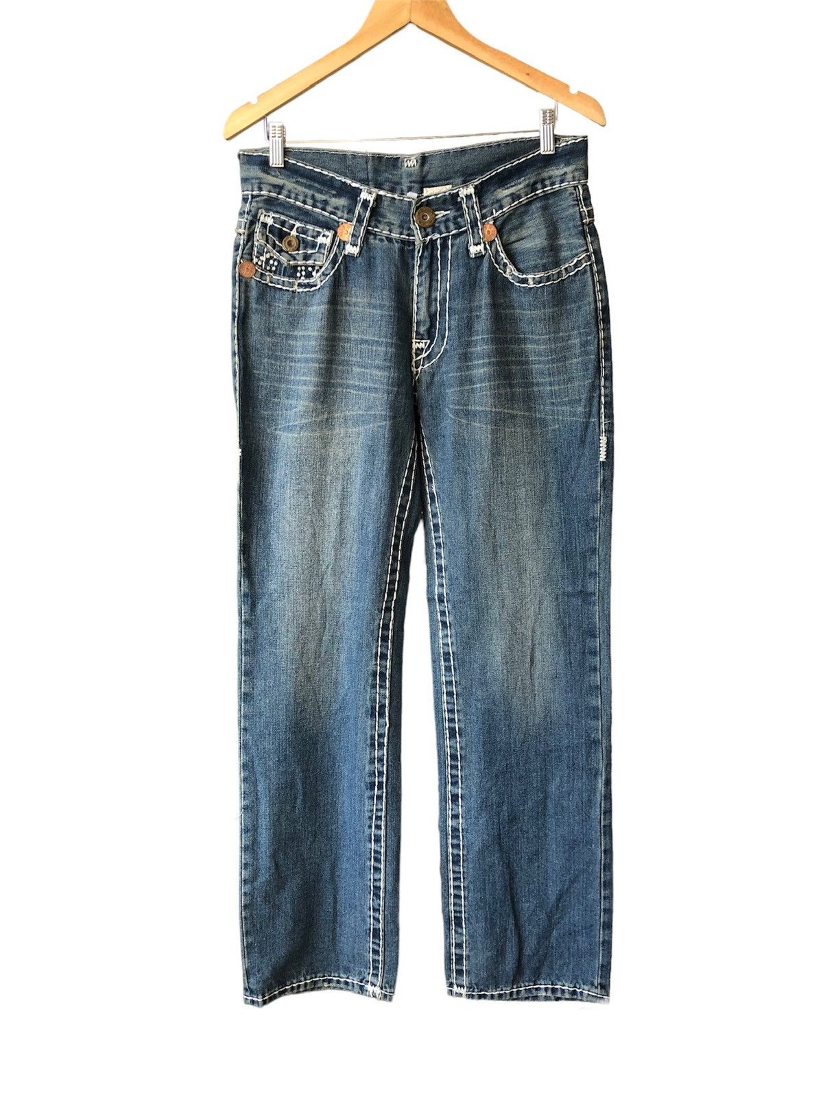 Japanese Brand Vintage True Religion Sashiko Stitch Loose Fit Denim Size US 32 / EU 48 - 2 Thumbnail