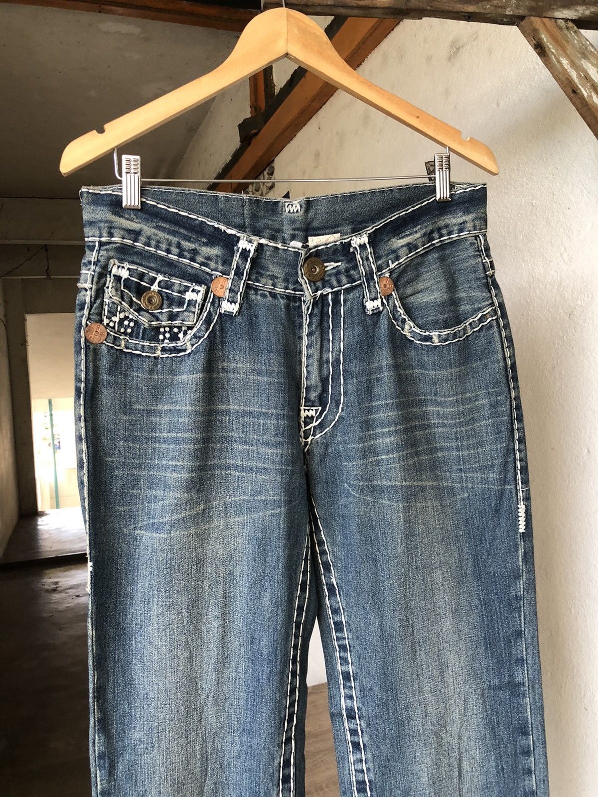 Japanese Brand Vintage True Religion Sashiko Stitch Loose Fit Denim Size US 32 / EU 48 - 5 Thumbnail