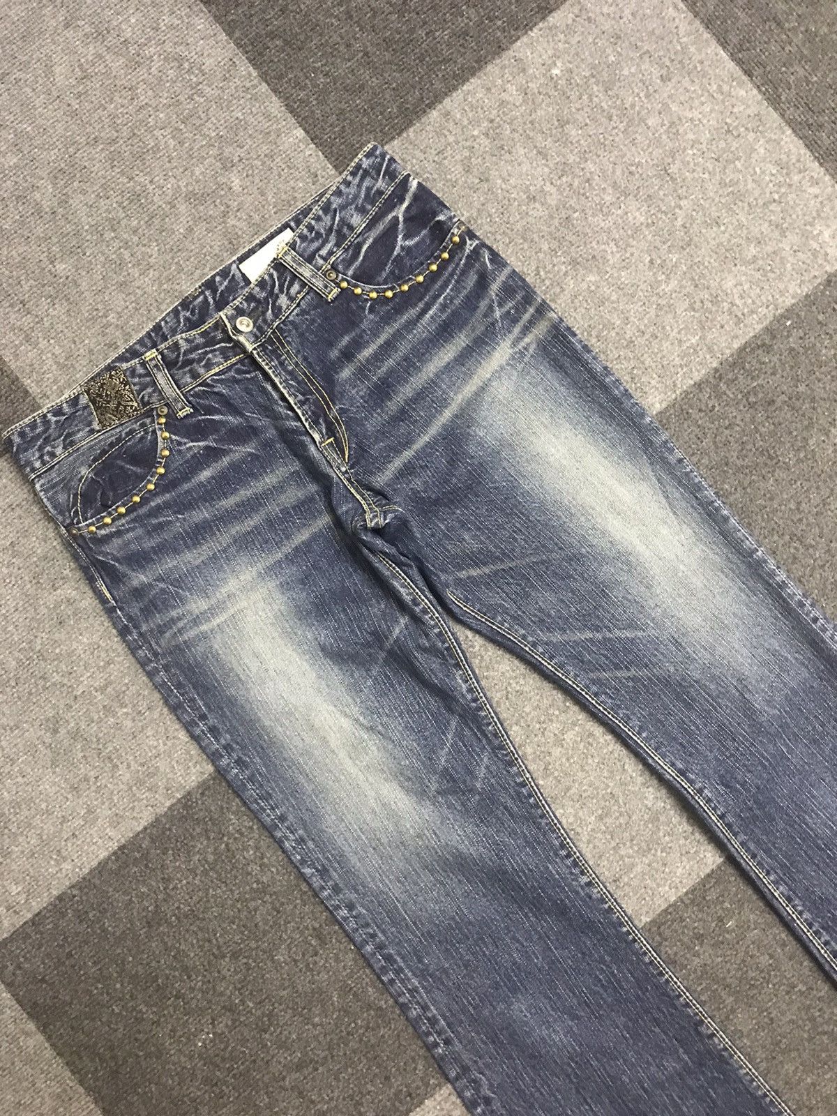 Japanese Brand 💥FLARE🔥orSlow Japan Blue Wash Flare Jeans Size 29" - 2 Thumbnail
