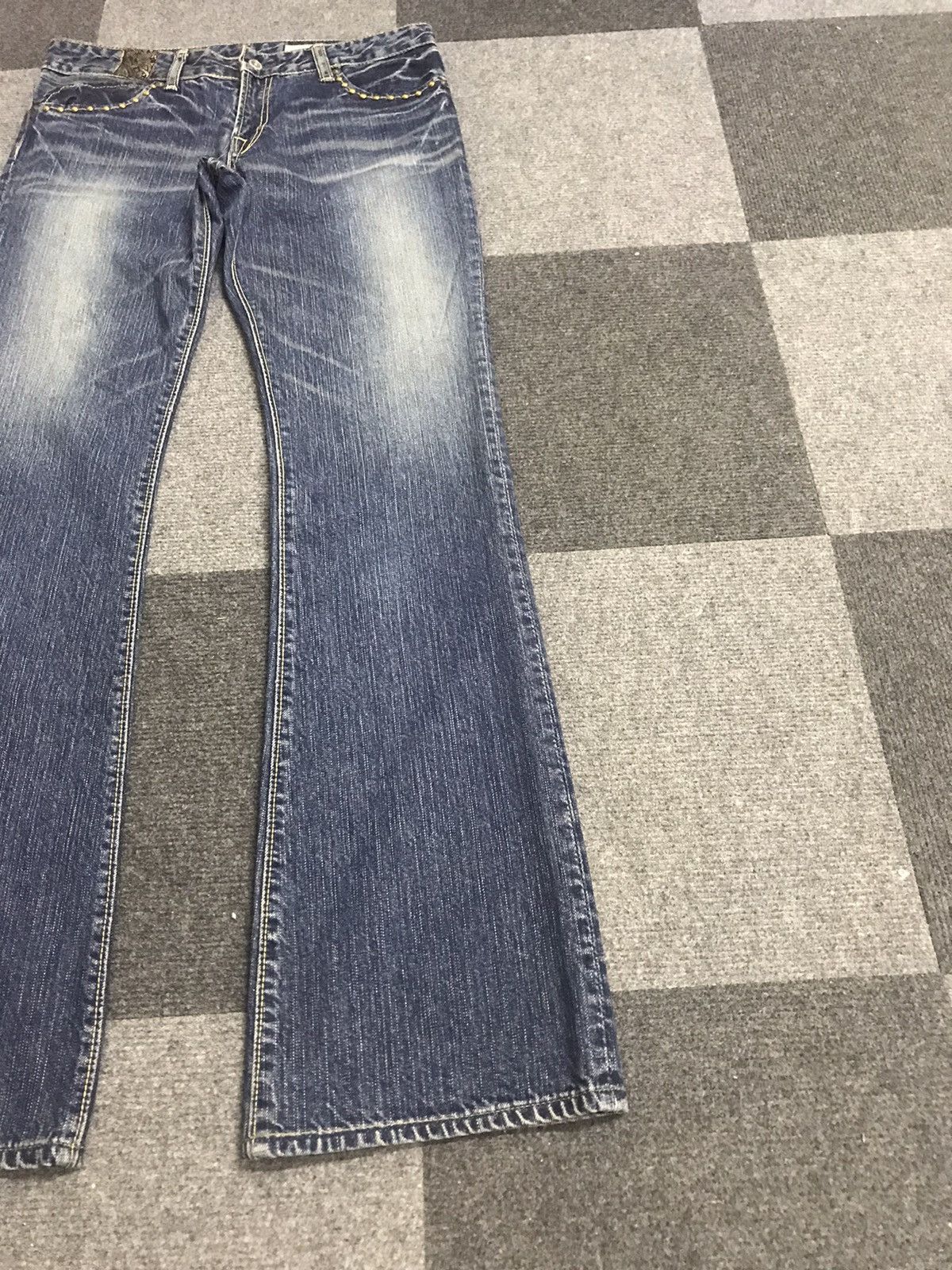 Japanese Brand 💥FLARE🔥orSlow Japan Blue Wash Flare Jeans Size 29" - 4 Thumbnail
