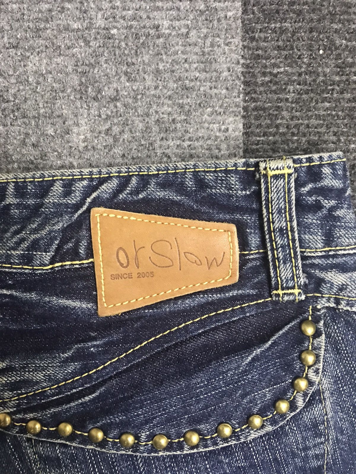 Japanese Brand 💥FLARE🔥orSlow Japan Blue Wash Flare Jeans Size 29" - 9 Thumbnail