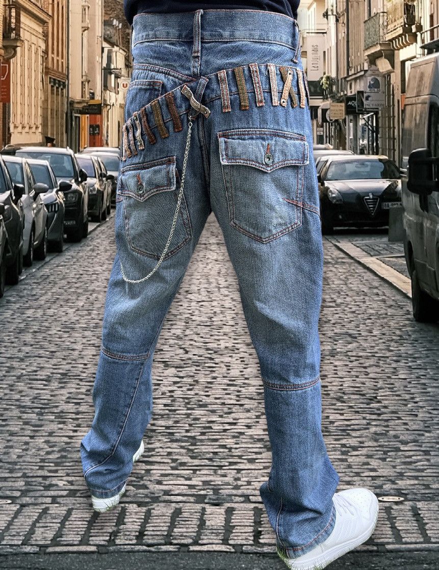 Japanese Brand Vintage Y2K TURNA Slanted Double Waist Streetwear Denim Size US 32 / EU 48 - 5 Thumbnail